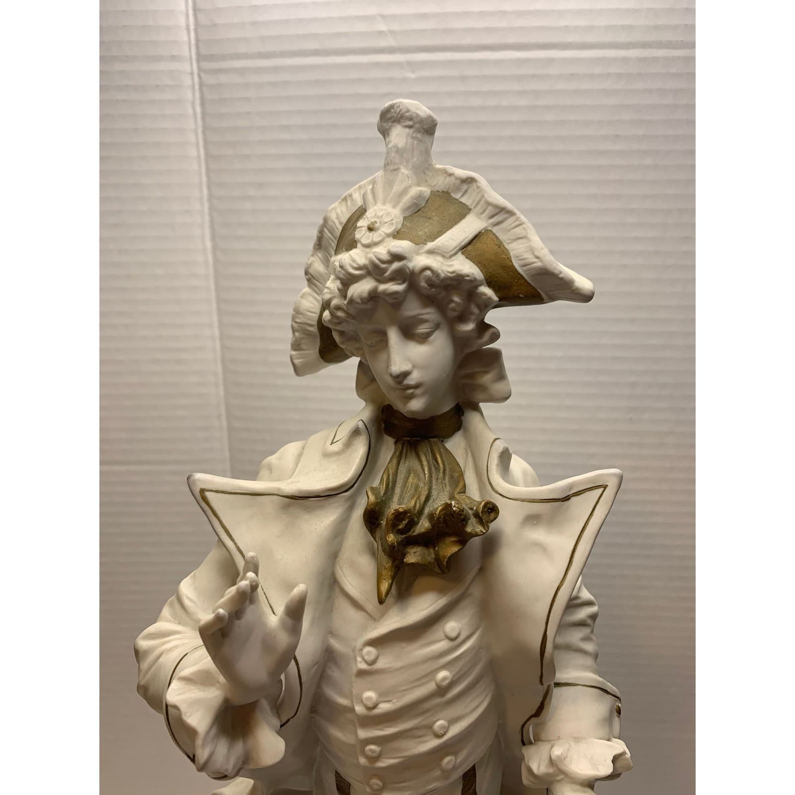 Vintage German Porcelain Figurine Pair White 18th Century Style Statues - Thumbnail 3