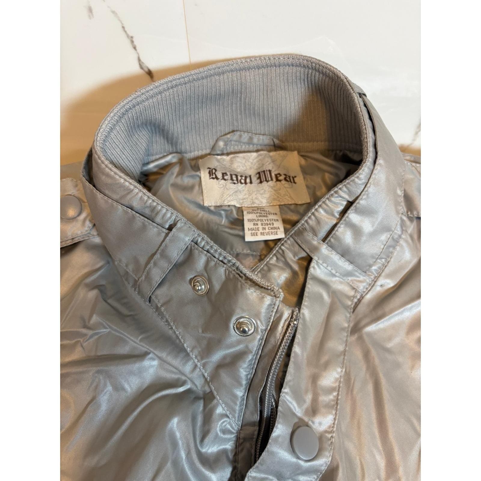Regal Wear Mens Bomber Jacket Silver Grey Metallic Zip Up 3XL NEW With tags - Thumbnail 5