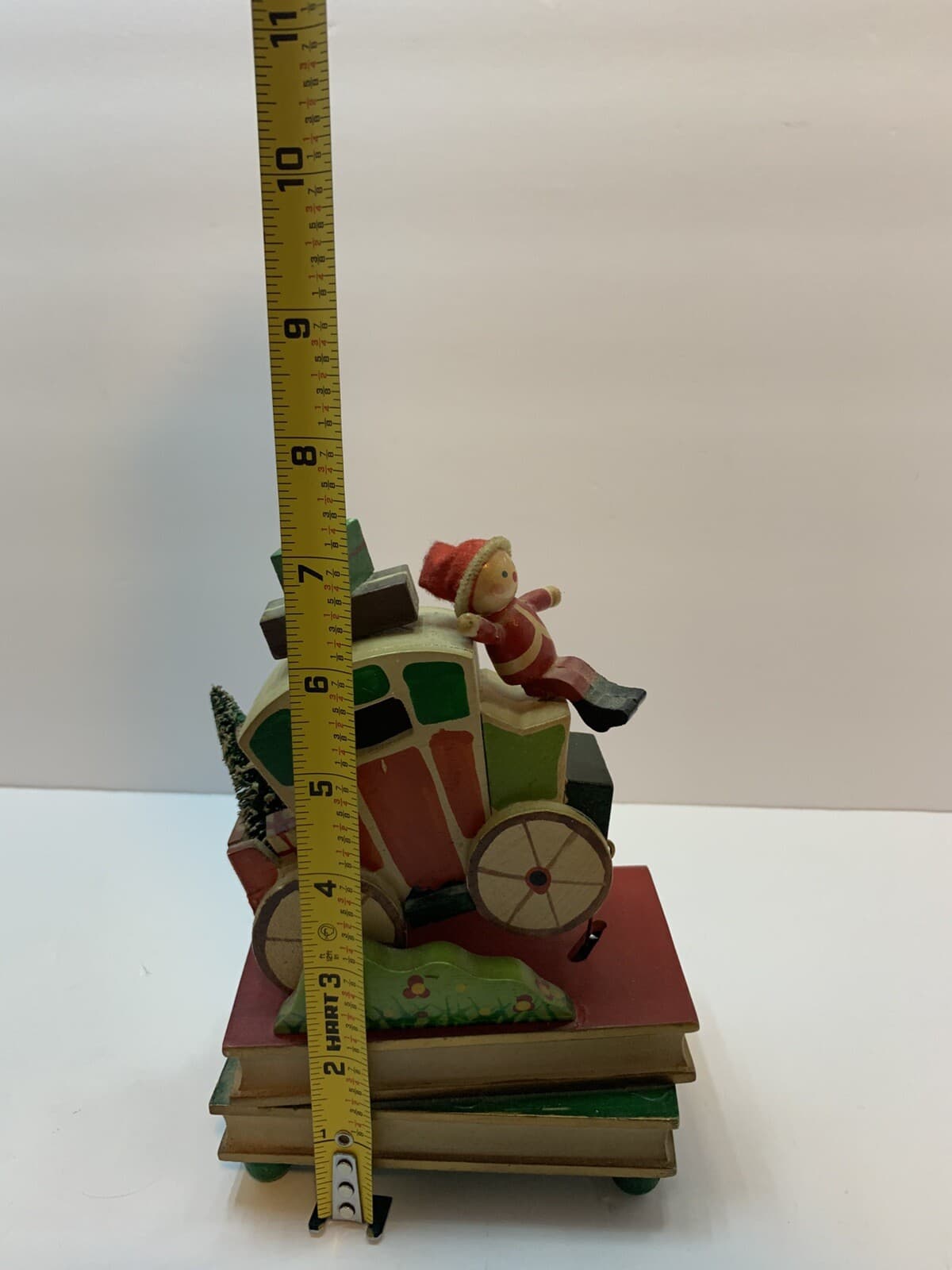 Vintage Jay Import Co Wooden Action Musical Elf on Stagecoach Books 16-9844D - Thumbnail 6