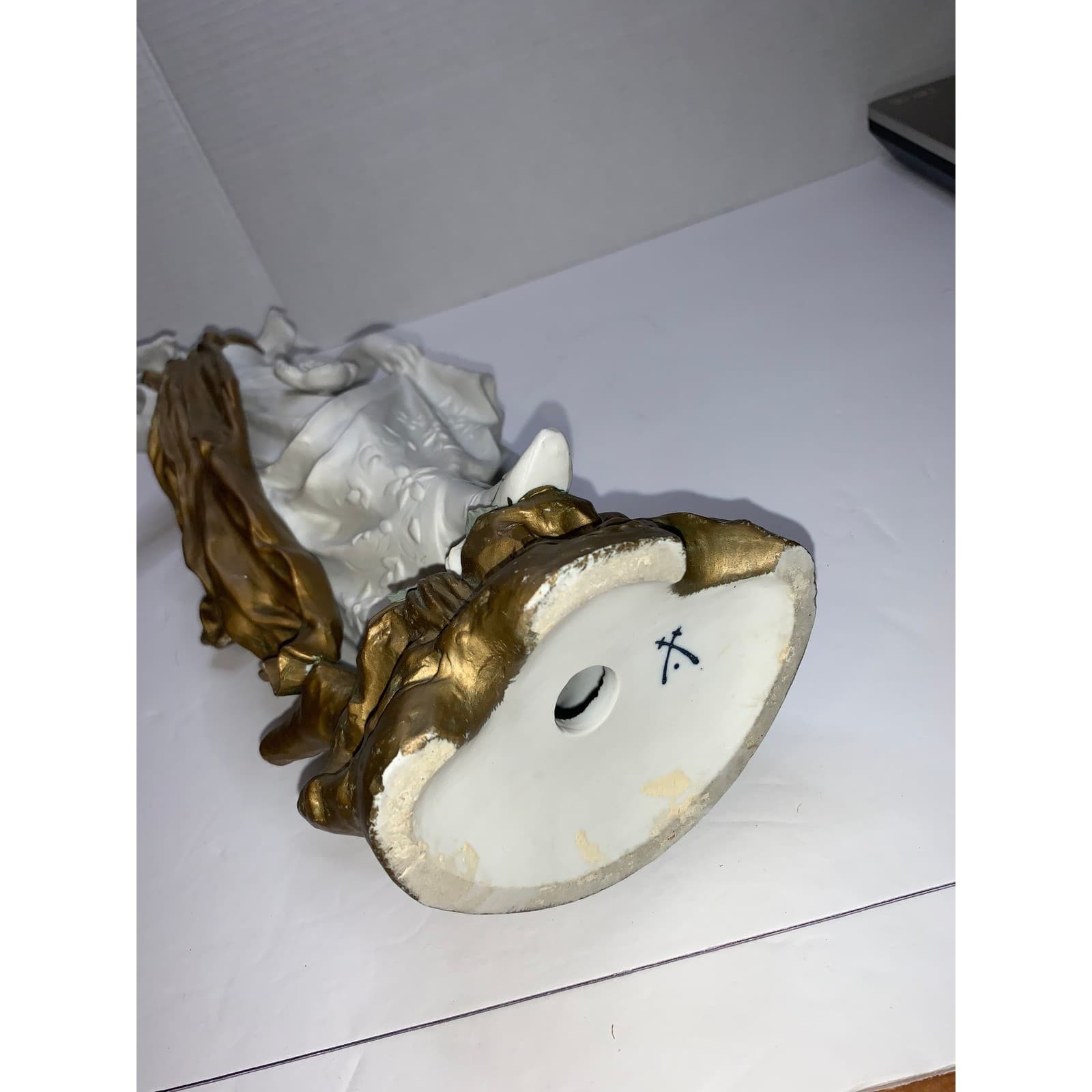 Vintage German Porcelain Figurine Pair White 18th Century Style Statues - Thumbnail 13