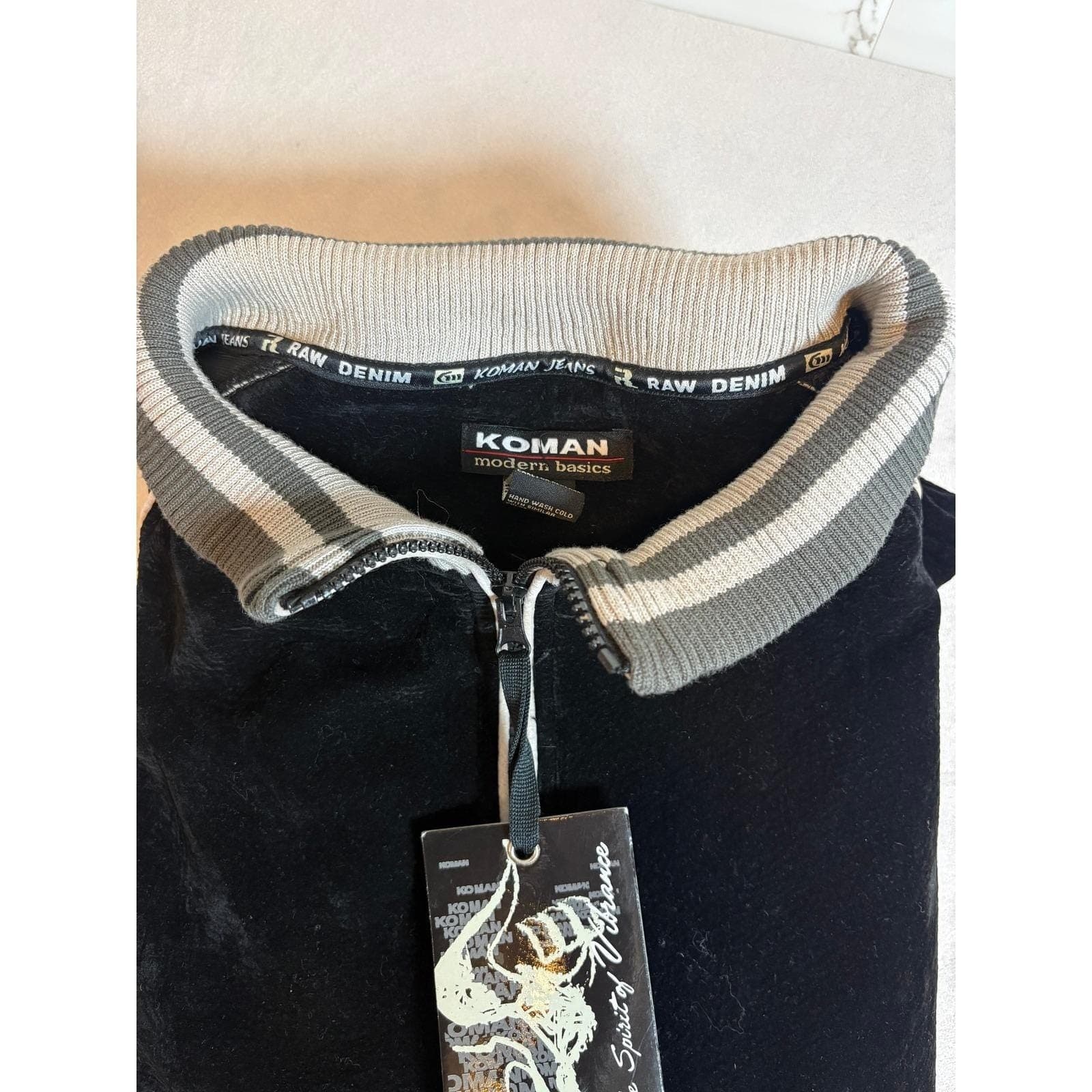 VTG Koman Modern Basics Mens 2XL Velour Track Jacket Black Full Zip 9763ST NWT - Thumbnail 9