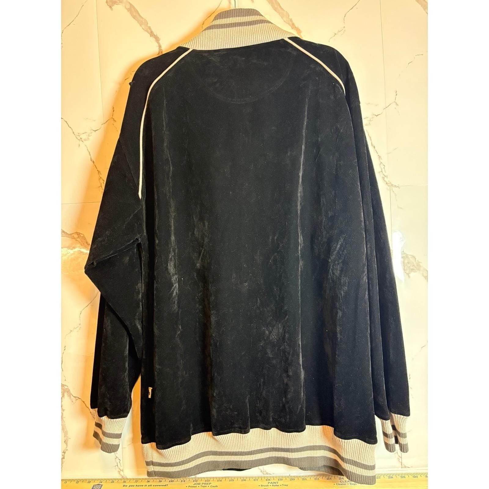VTG Koman Modern Basics Mens 2XL Velour Track Jacket Black Full Zip 9763ST NWT - Thumbnail 2