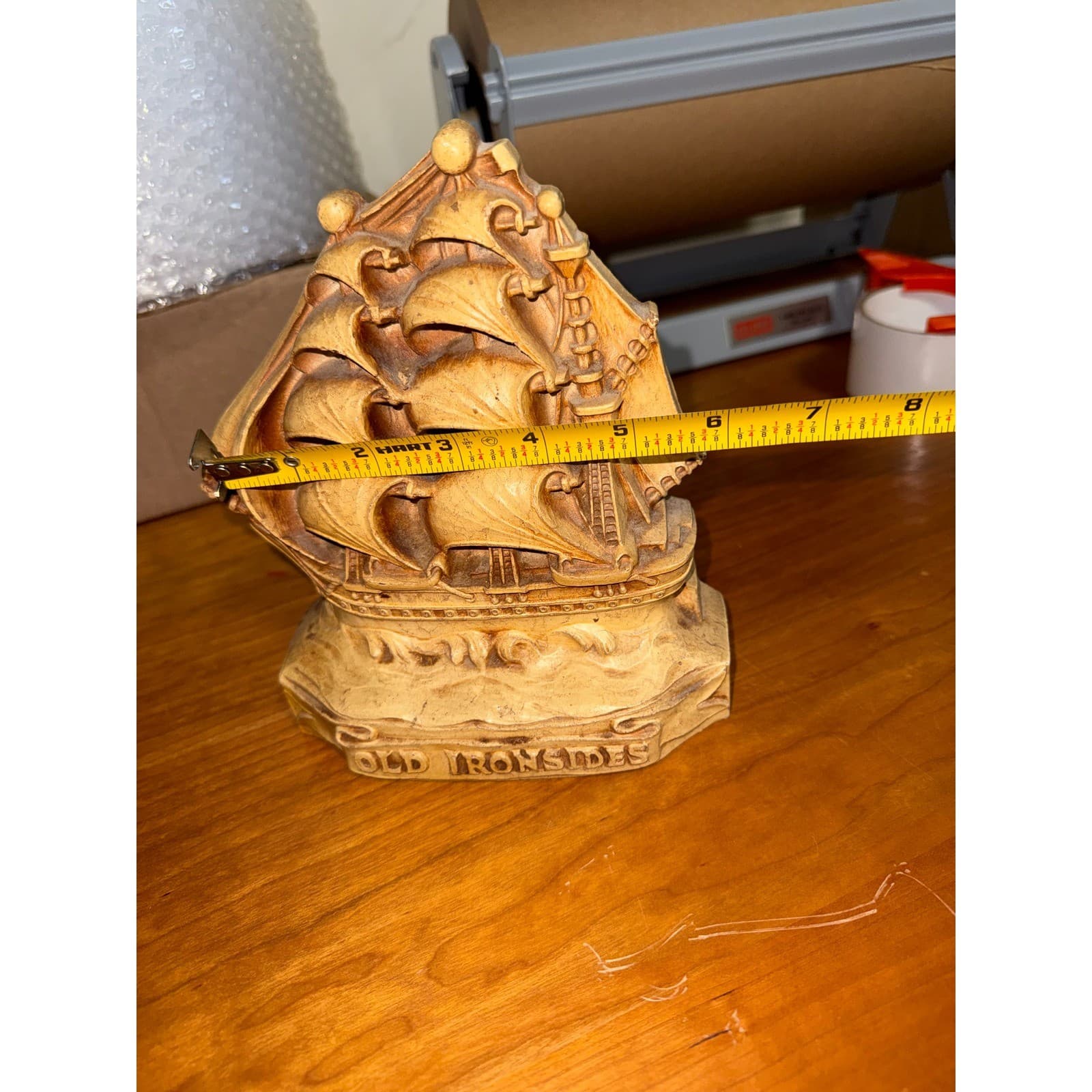 Vintage Old Ironsides USS Constitution Ship Bookends Nautical Gold Tone Pair - Thumbnail 7