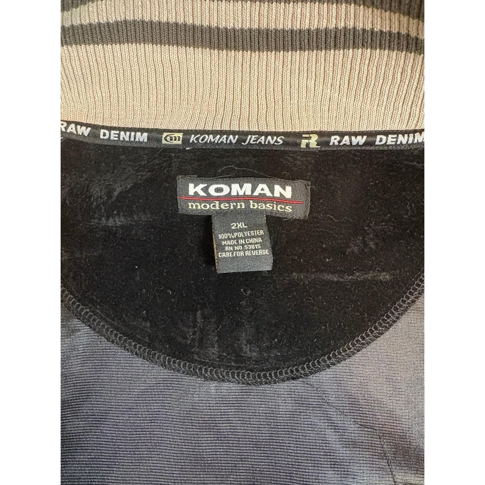 VTG Koman Modern Basics Mens 2XL Velour Track Jacket Black Full Zip 9763ST NWT - Thumbnail 4