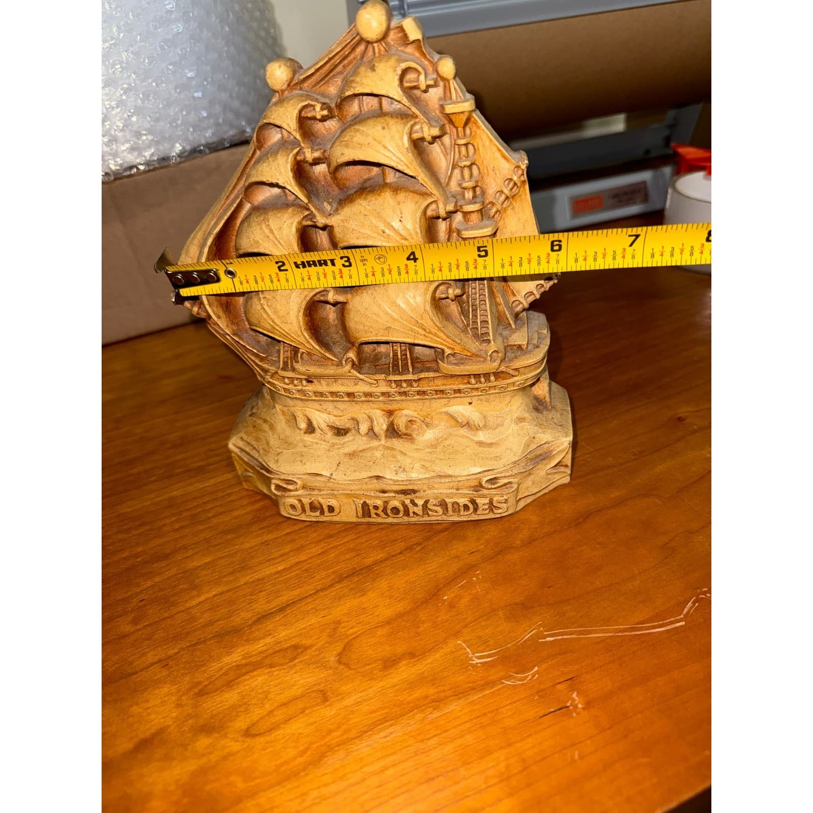 Vintage Old Ironsides USS Constitution Ship Bookends Nautical Gold Tone Pair - Thumbnail 8