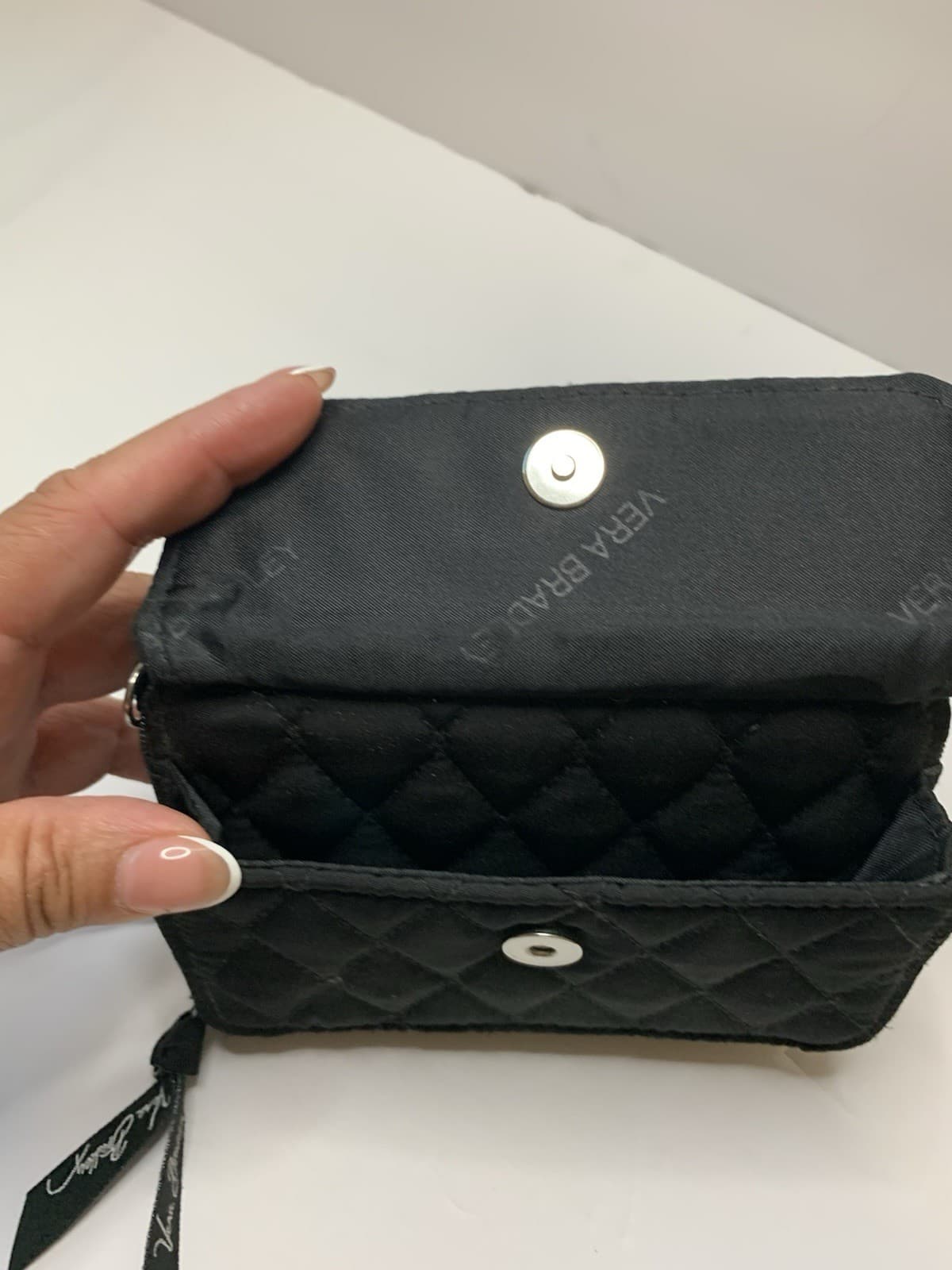 Vera Bradley Women's Black Quilted Convertible Zip-Around Wallet NO STRAP - Thumbnail 5