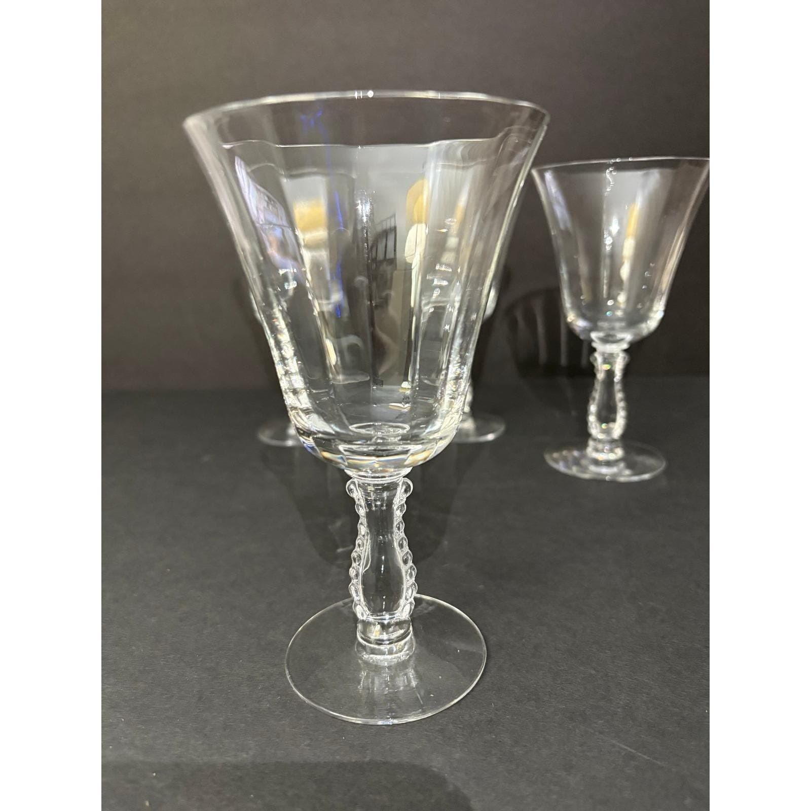 Vintage Set of 6 Silver Flutes By Fostoria Water Goblets - Thumbnail 3