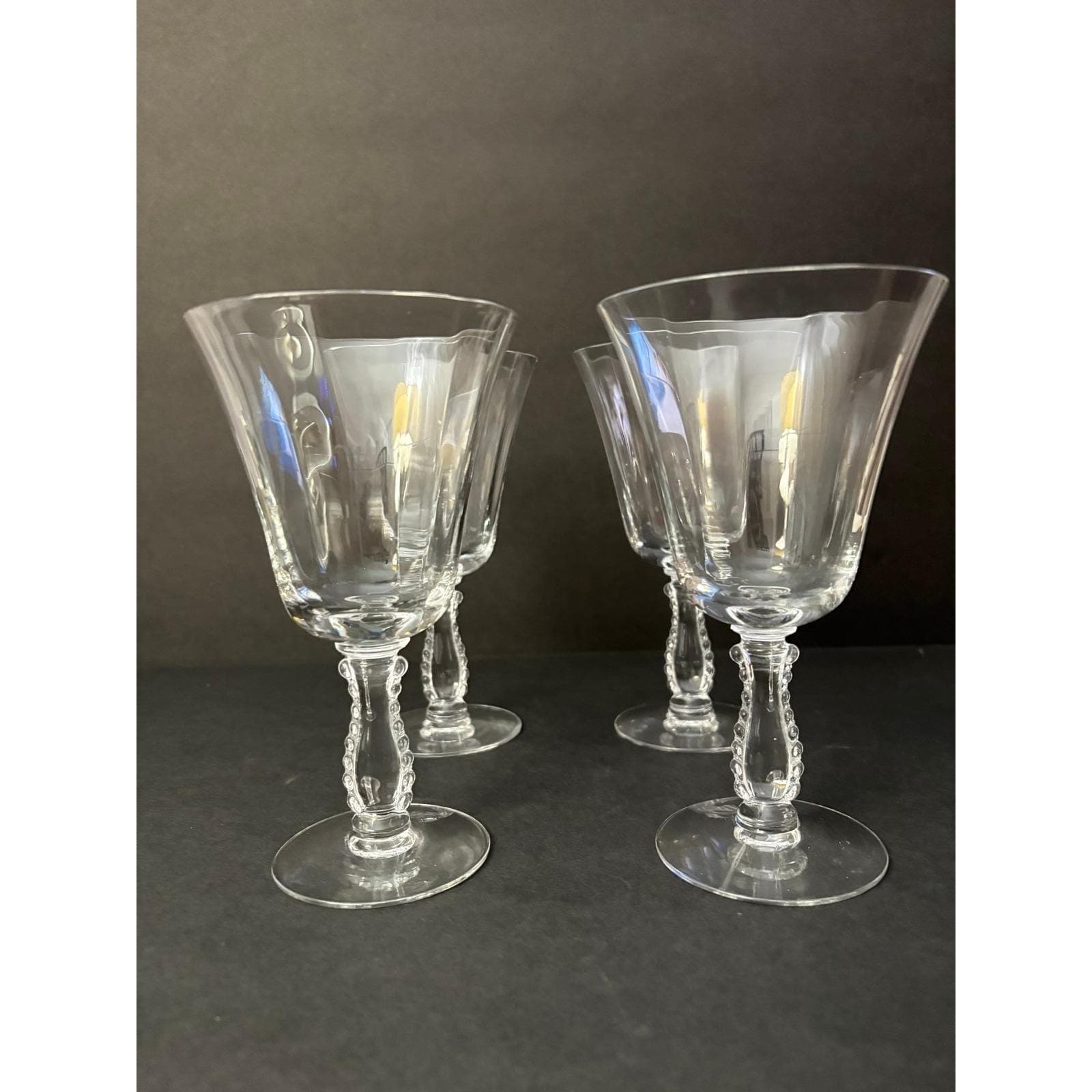 Vintage Set of 6 Silver Flutes By Fostoria Water Goblets - Thumbnail 6
