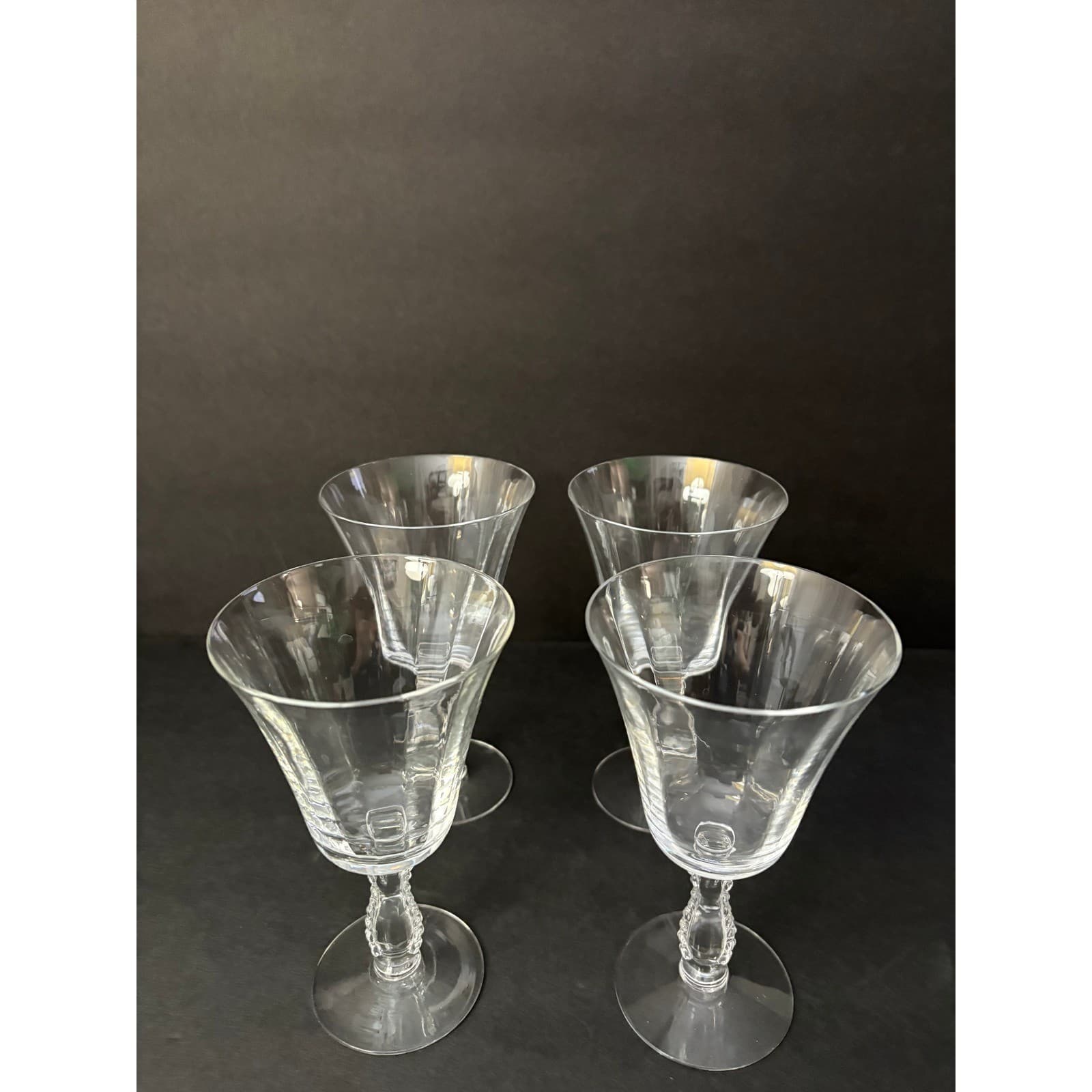 Vintage Set of 4 Silver Flutes By Fostoria Water Goblets - Thumbnail 2