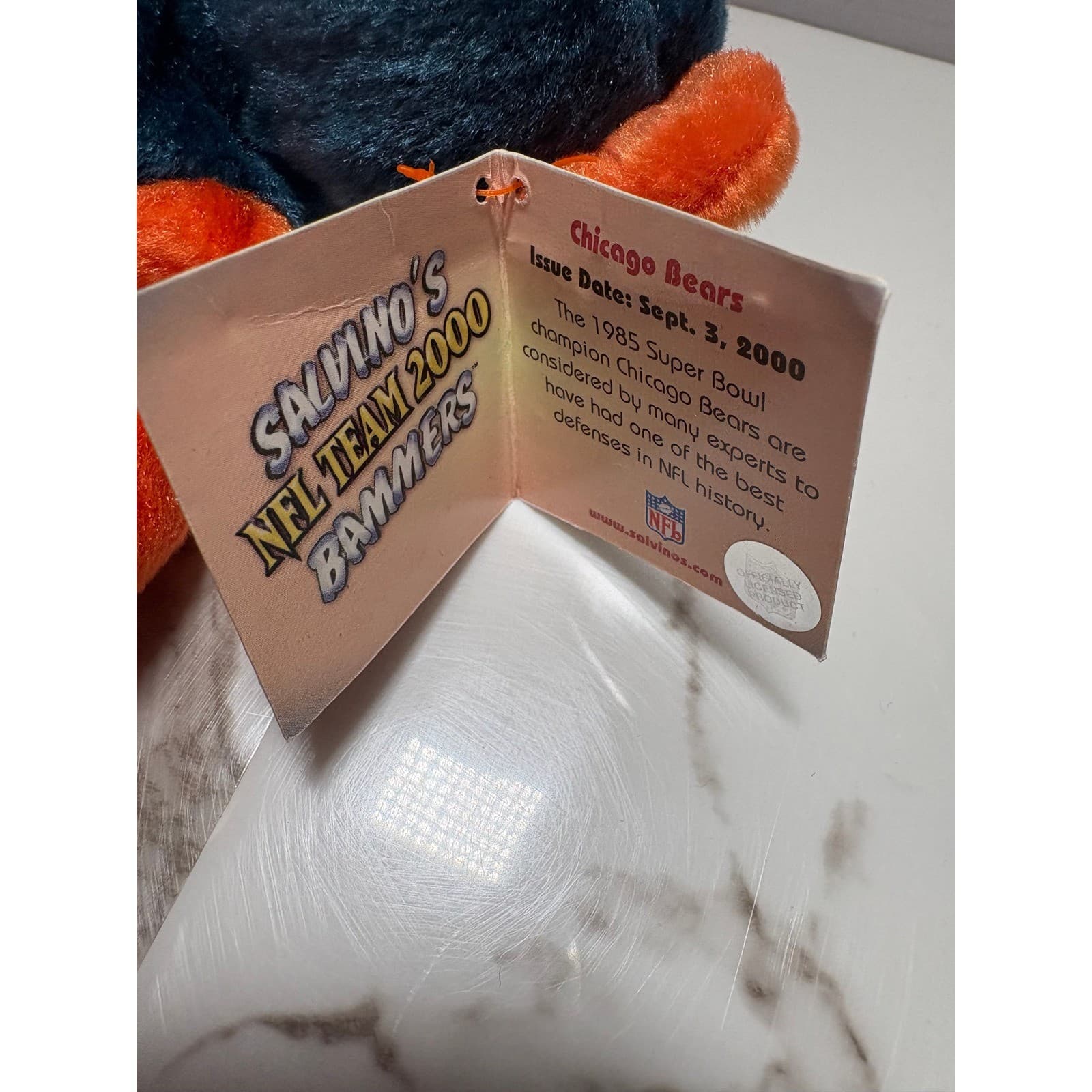 Chicago Bears Salvino's NFL Team 2000 Bammers Plush Bear Navy Orange Collectible - Thumbnail 8