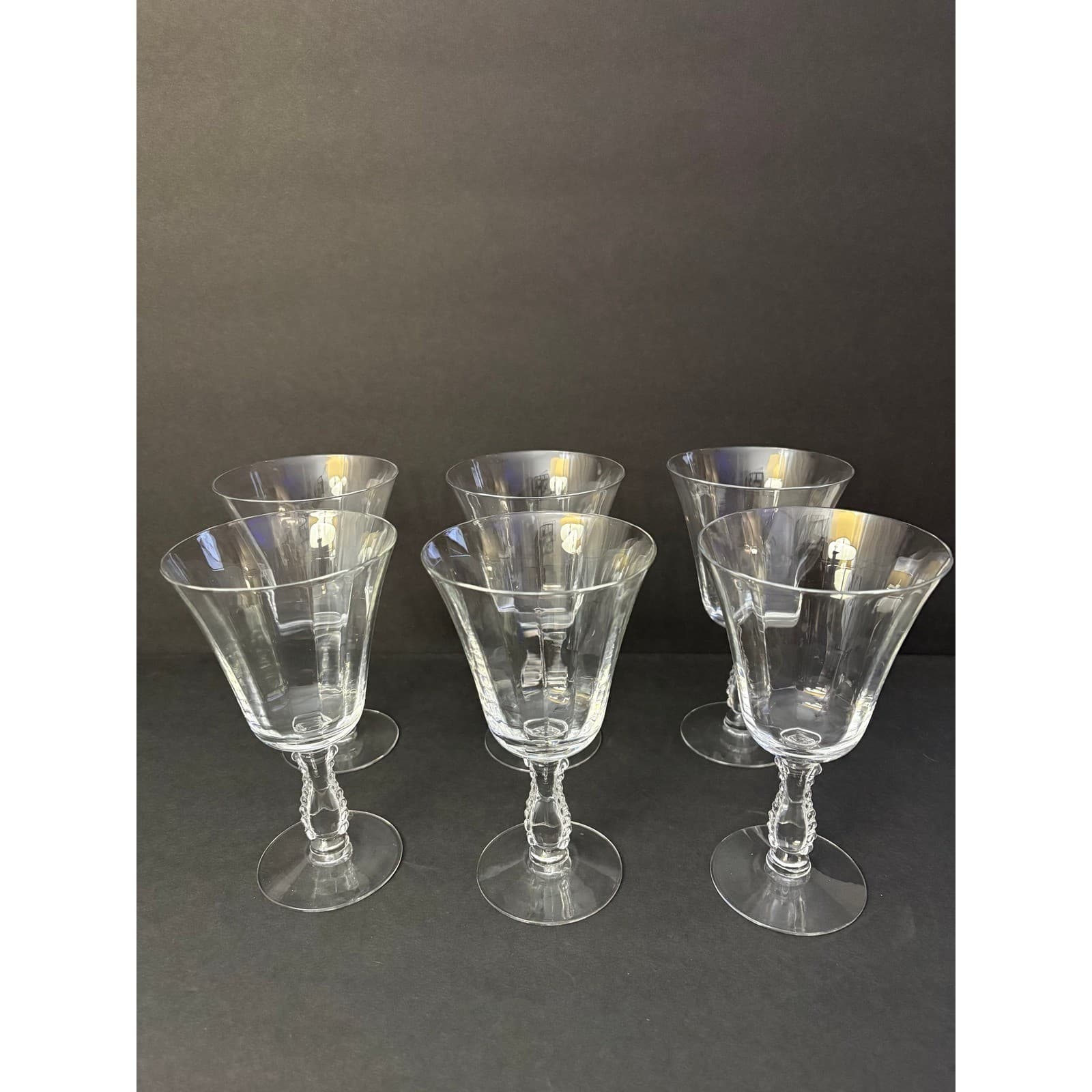 Vintage Set of 6 Silver Flutes By Fostoria Water Goblets - Thumbnail 2