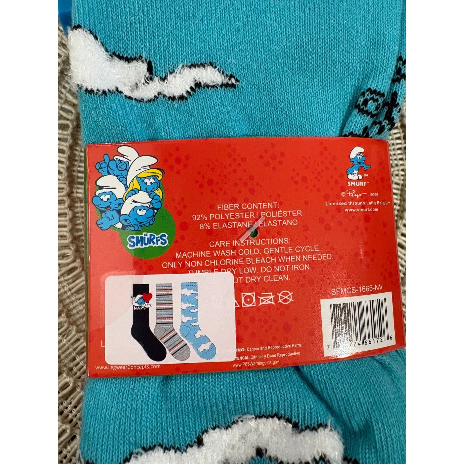 The Smurfs Crew Socks 3 Pairs Navy Blue Grey Naps Size 6-12 - Thumbnail 5