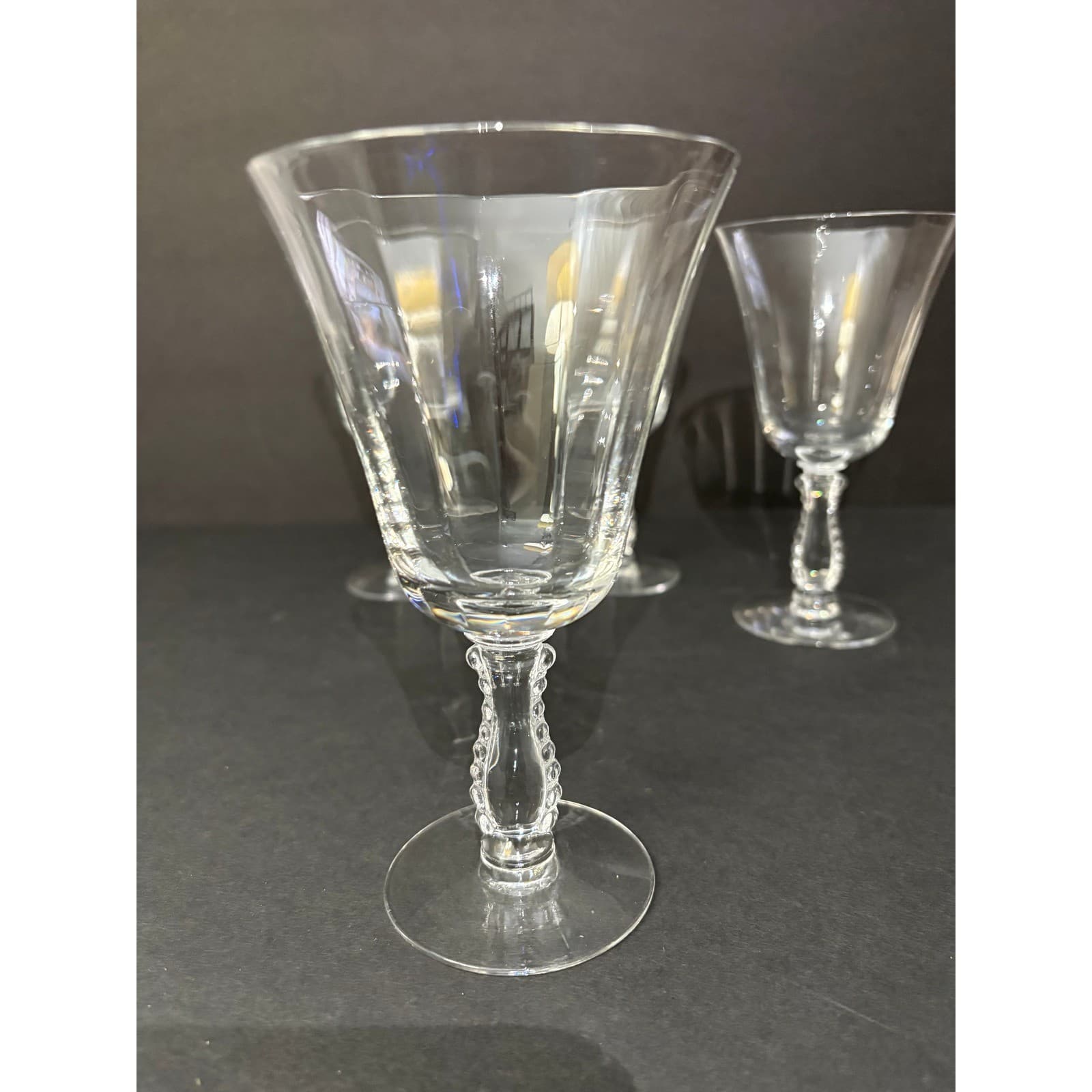 Vintage Set of 4 Silver Flutes By Fostoria Water Goblets - Thumbnail 3
