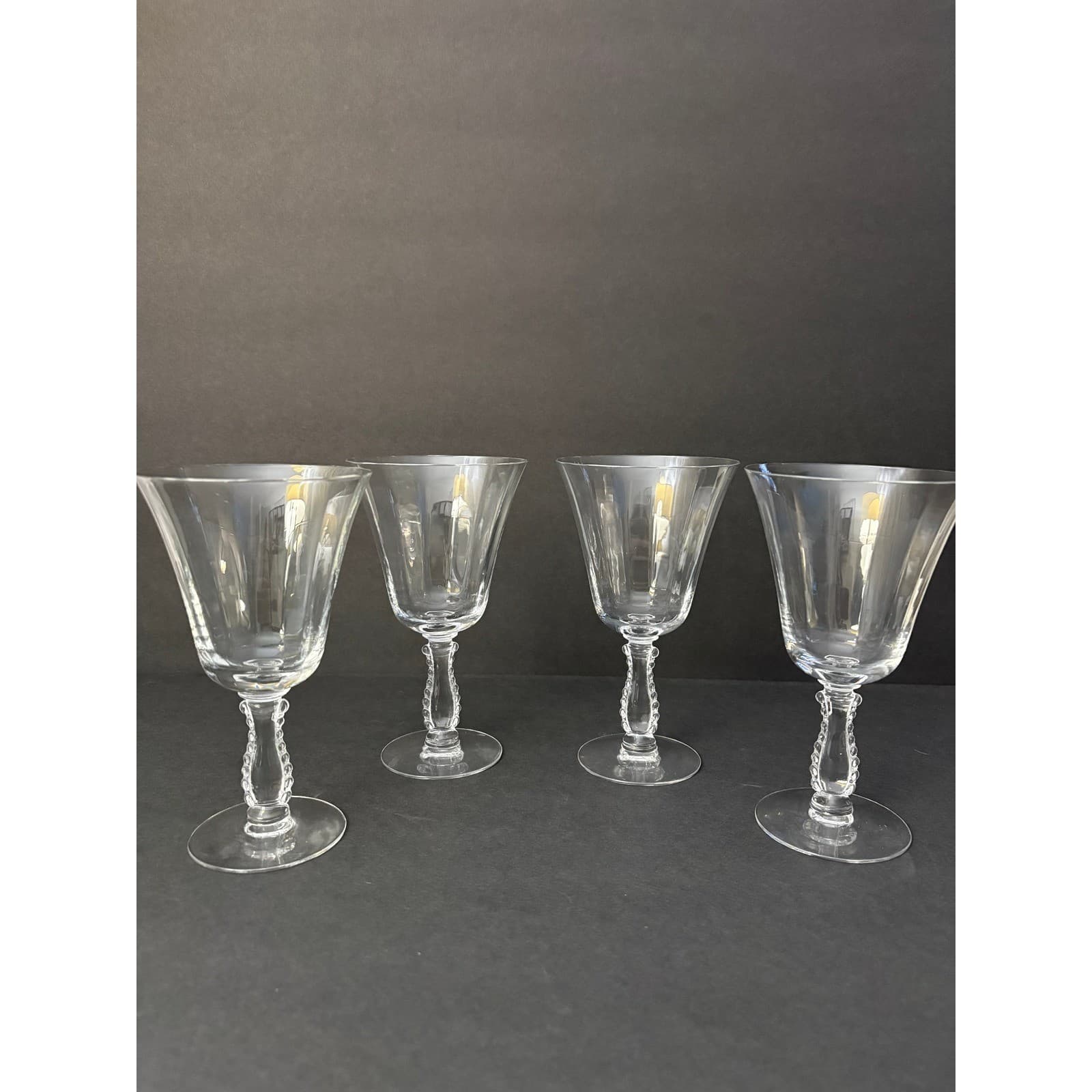 Vintage Set of 4 Silver Flutes By Fostoria Water Goblets - Thumbnail 9