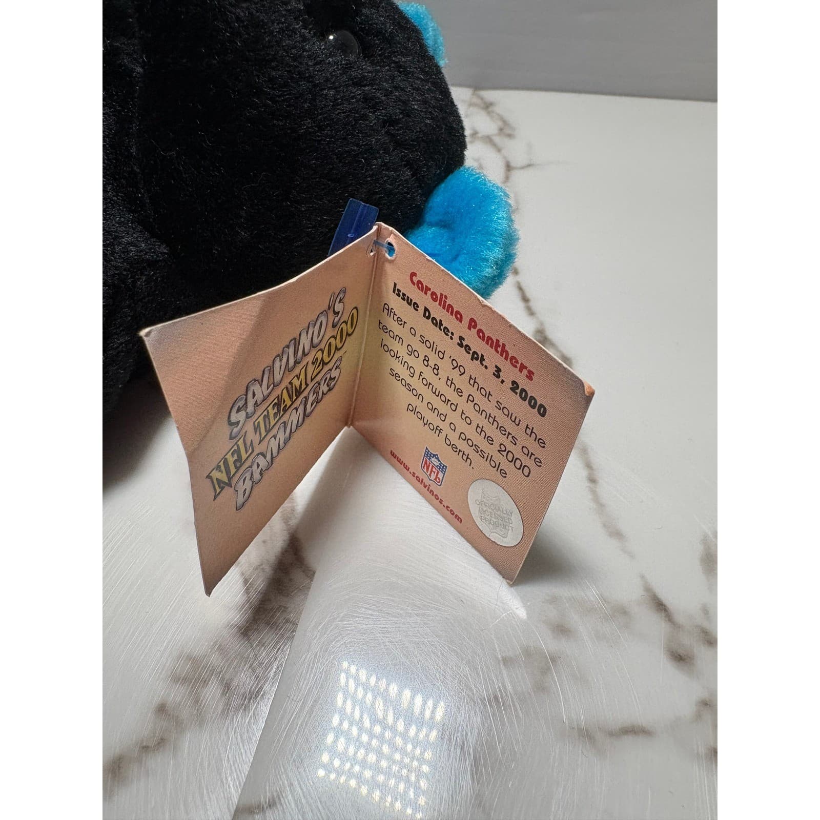 NFL Team 2000 Bammers Carolina Panthers Plush Bear Black Blue Collectible VTG - Thumbnail 4