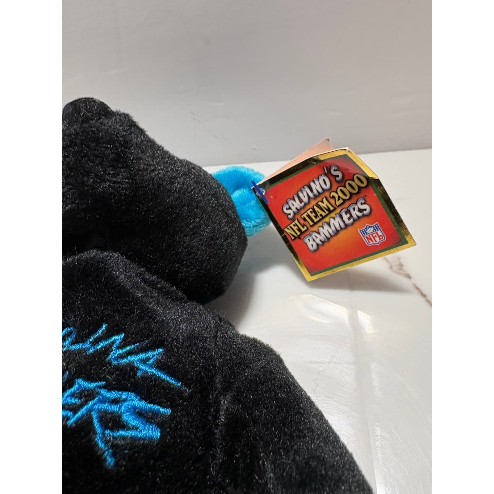 NFL Team 2000 Bammers Carolina Panthers Plush Bear Black Blue Collectible VTG - Thumbnail 5