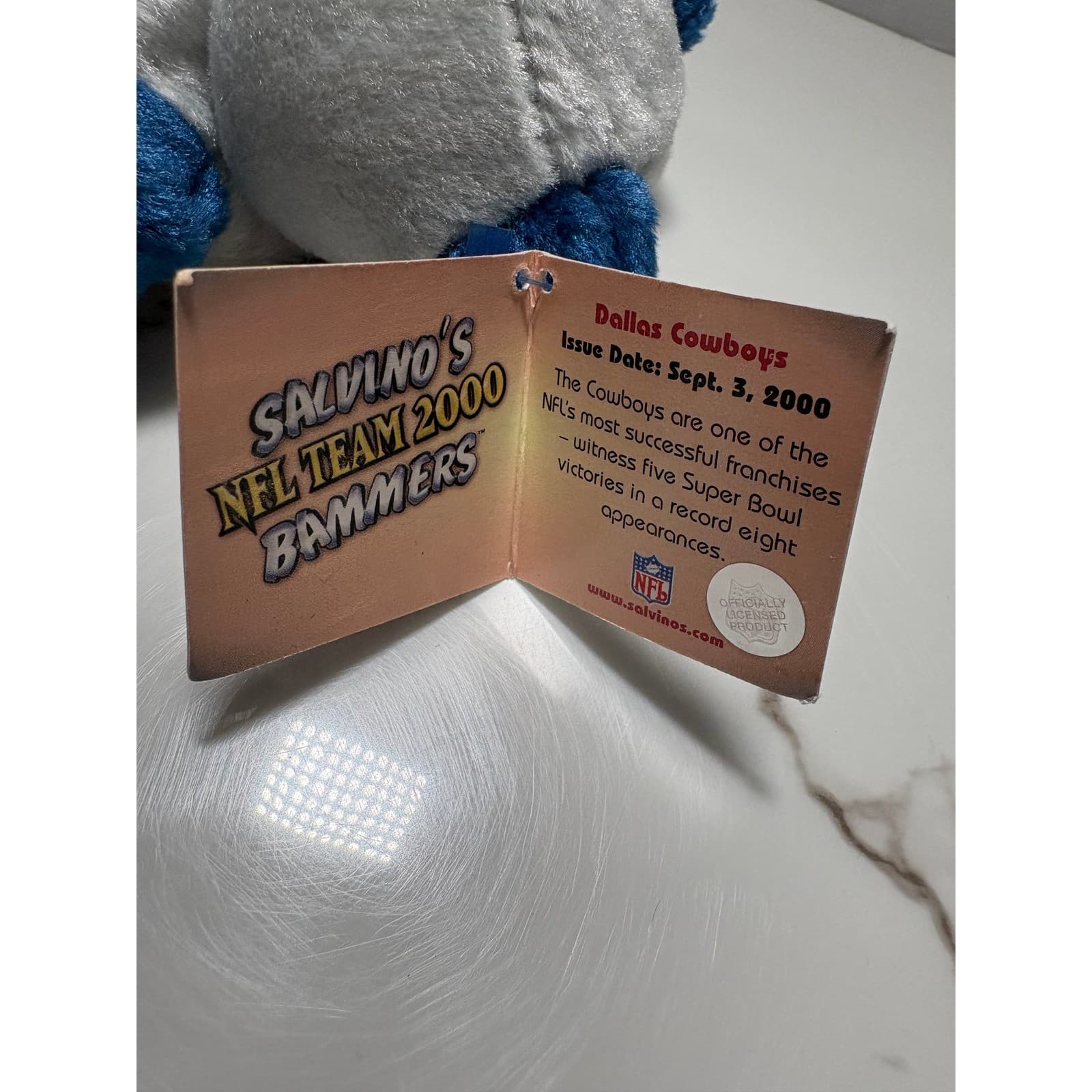 Dallas Cowboys Salvino's NFL Team 2000 Bammers Plush Bear Collectible White Blue - Thumbnail 4