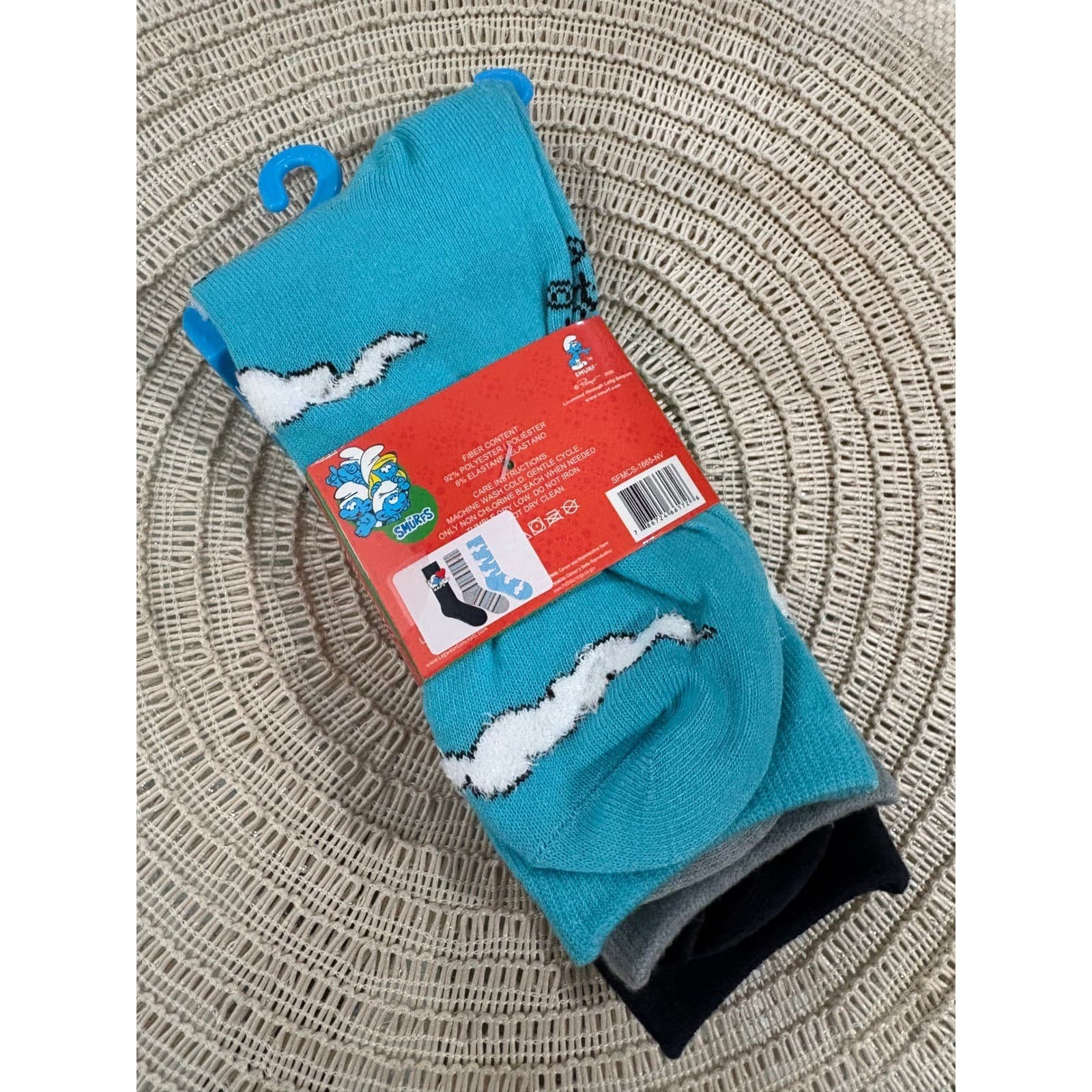 The Smurfs Crew Socks 3 Pairs Navy Blue Grey Naps Size 6-12 - Thumbnail 3