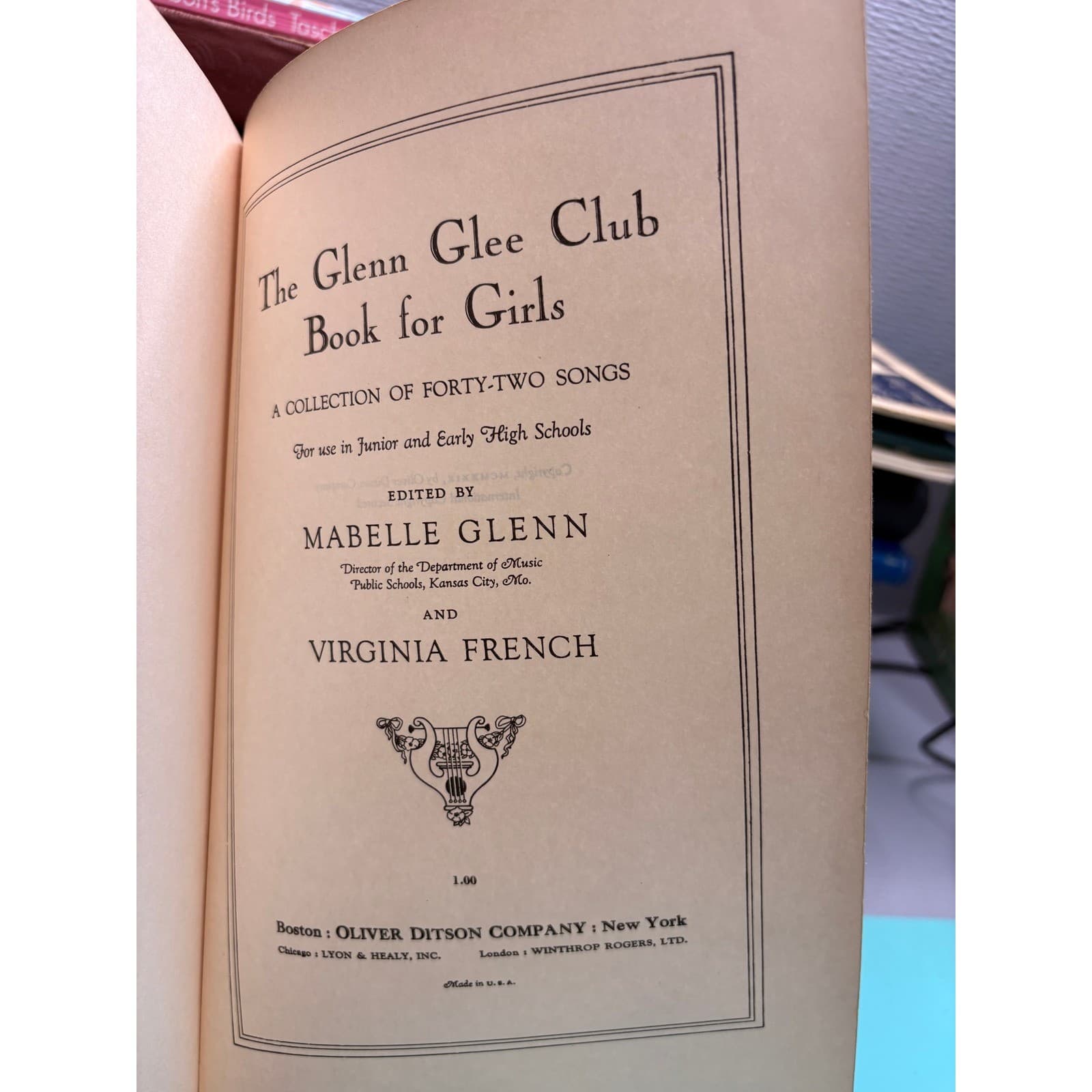 1929 The Glenn Glee Club Book for Girls Mabelle Glenn Oliver Ditson Vintage - Thumbnail 3