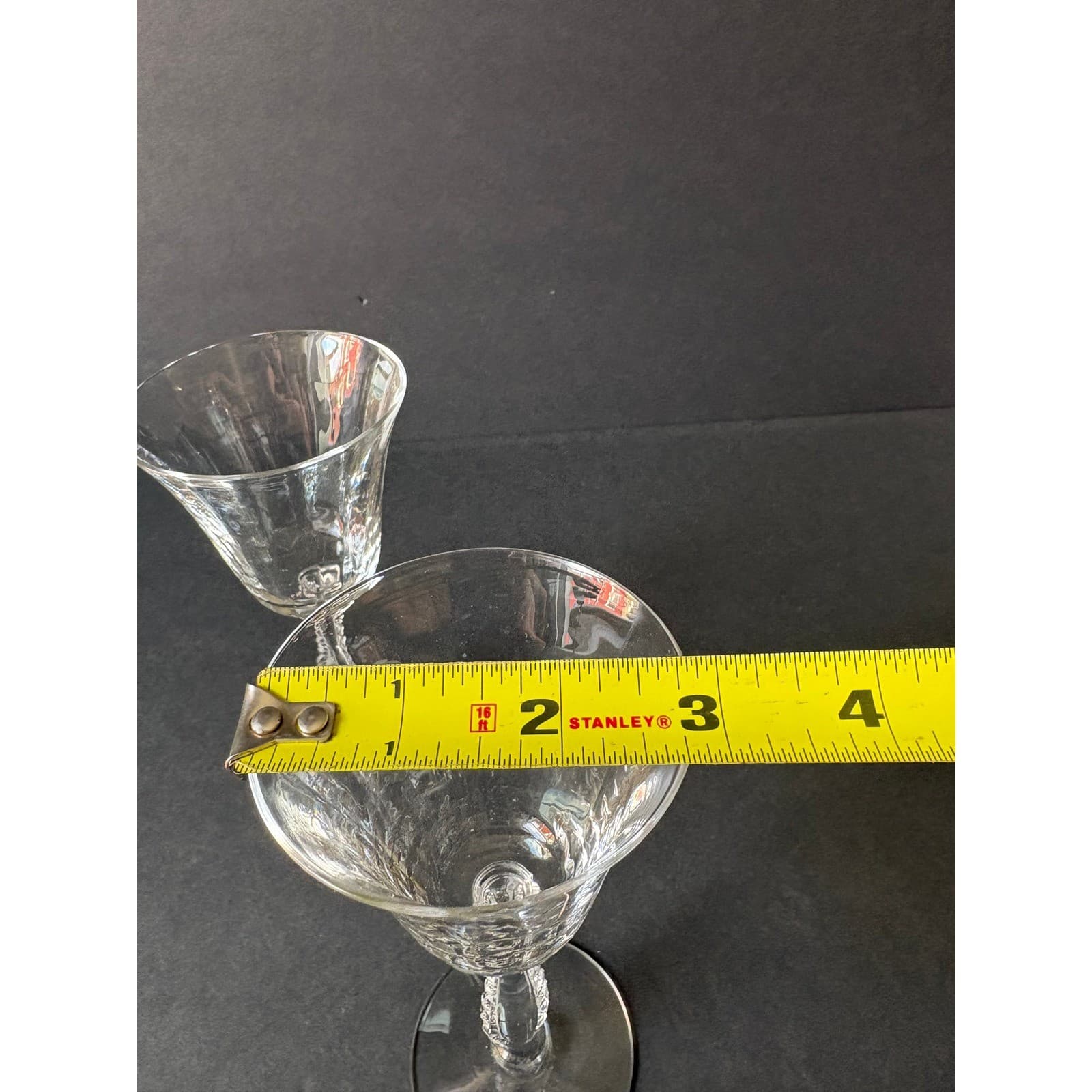 Vintage set of 2 Silver Flutes By Fostoria Claret Wine Glasses - Thumbnail 6