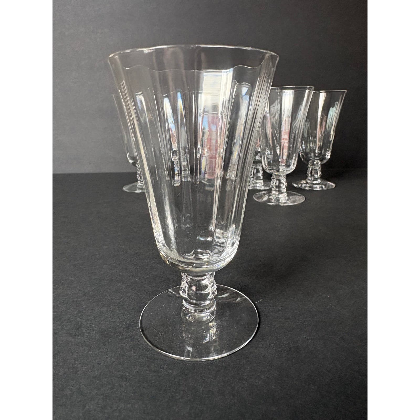Set of 4 Vintage Silver Flutes By Fostoria Iced Tea Glasses - Thumbnail 4
