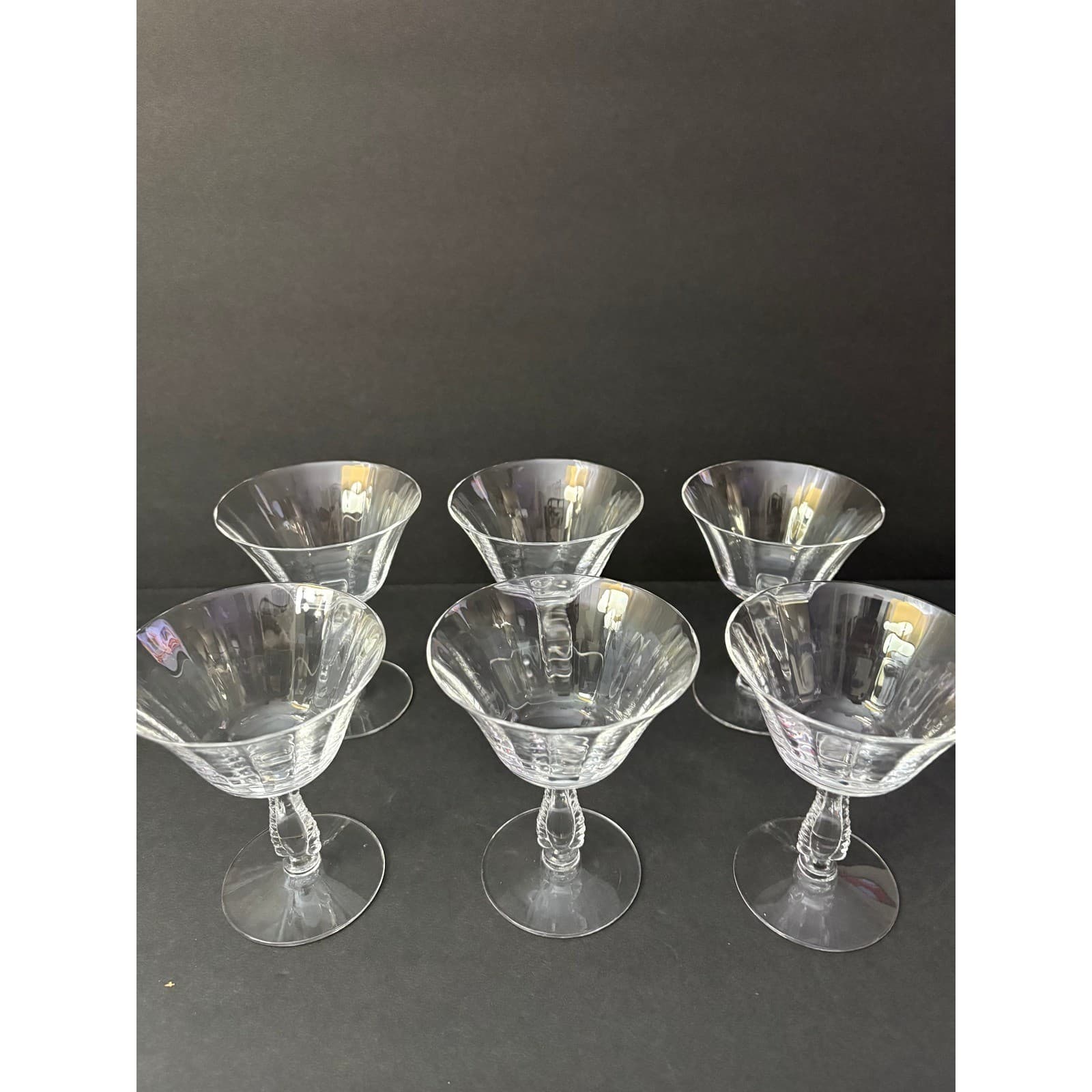 Set of 6 Vintage Silver Flutes by Fostoria Low Sherbet - Thumbnail 2