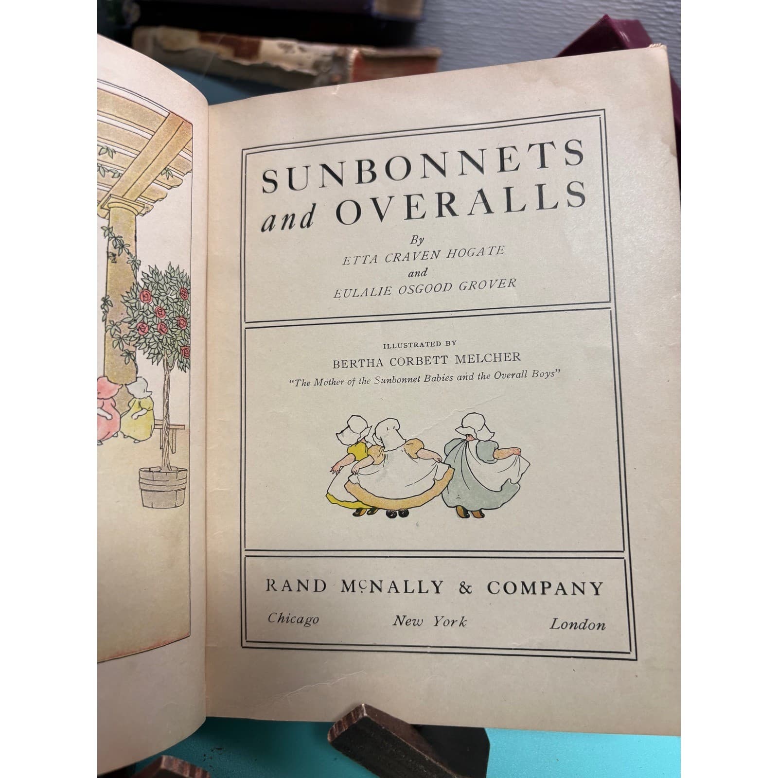 1923 Sunbonnets and Overalls Rand McNally Antique Childrens Book Hogate Grover - Thumbnail 3