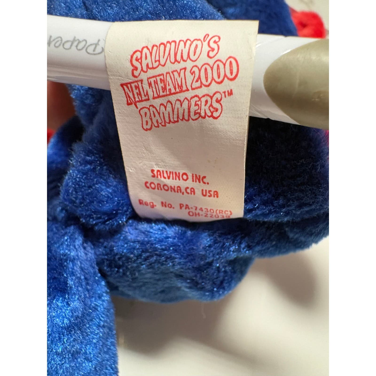 New York Giants Salvino's NFL Team 2000 Bammers Plush Bear Blue Red Vintage Toy - Thumbnail 5