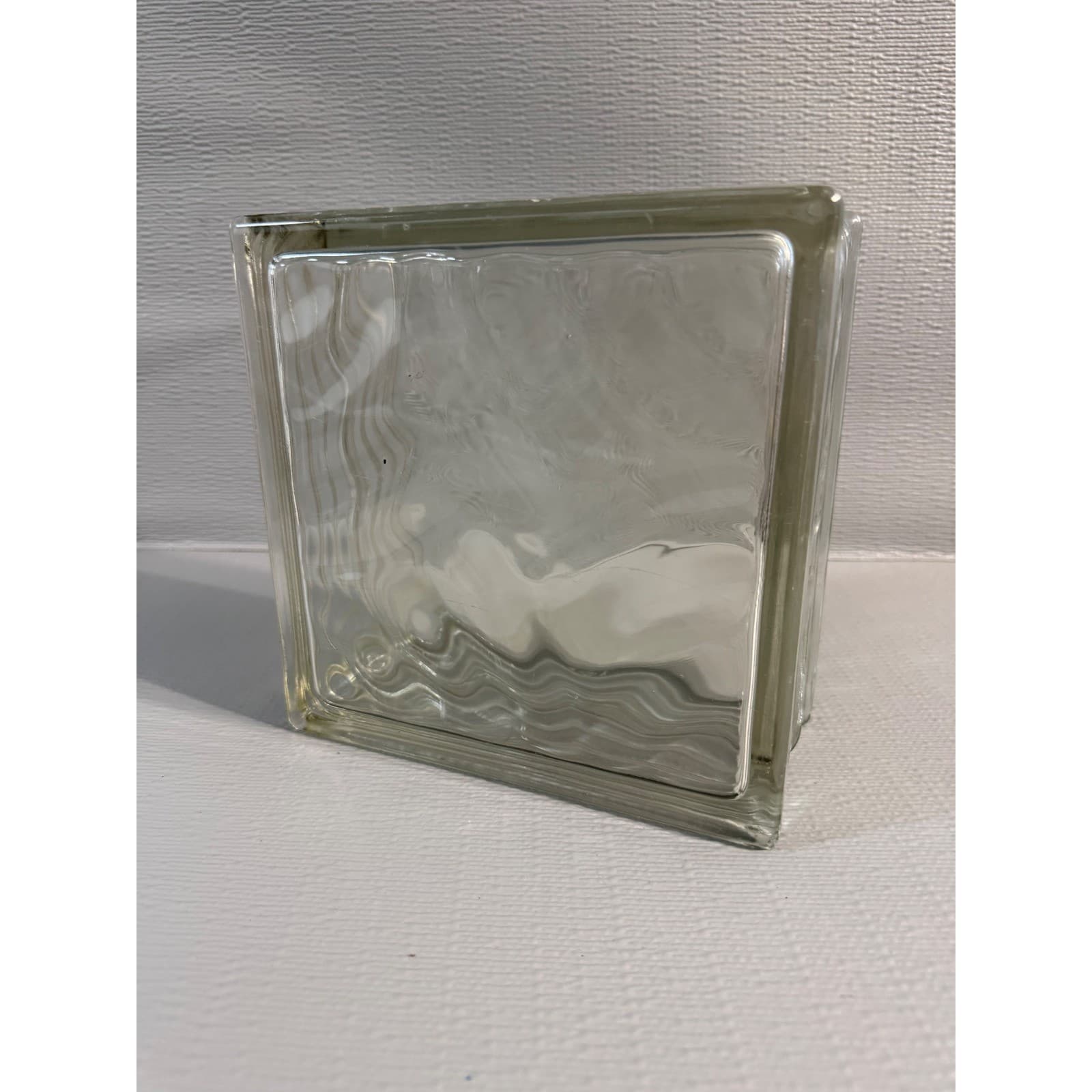 Vintage Clear Wavy Pattern Architectural Glass Block Brick 8x8x4 DIY Decor - Thumbnail 3
