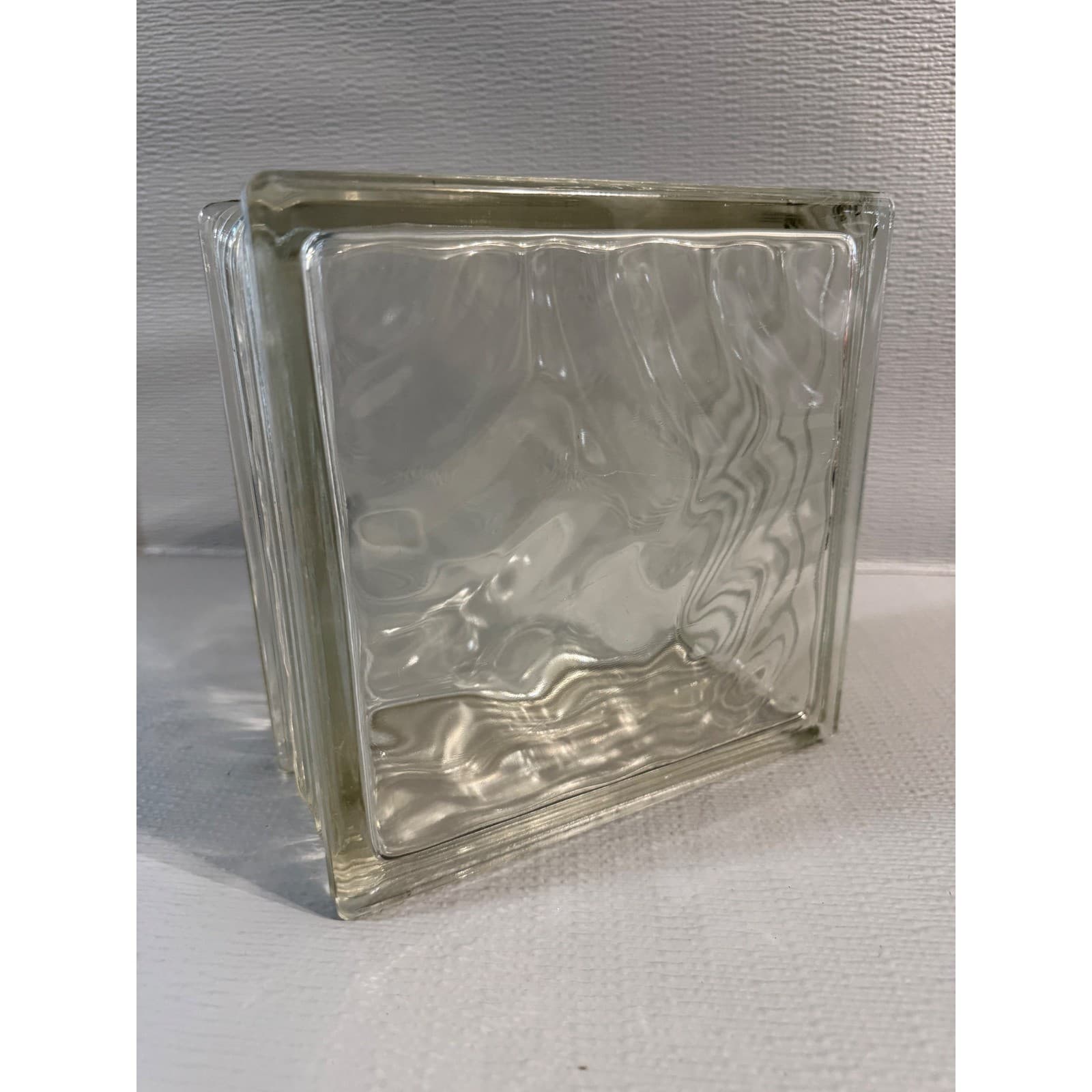 Vintage Clear Wavy Pattern Architectural Glass Block Brick 8x8x4 DIY Decor - Thumbnail 5