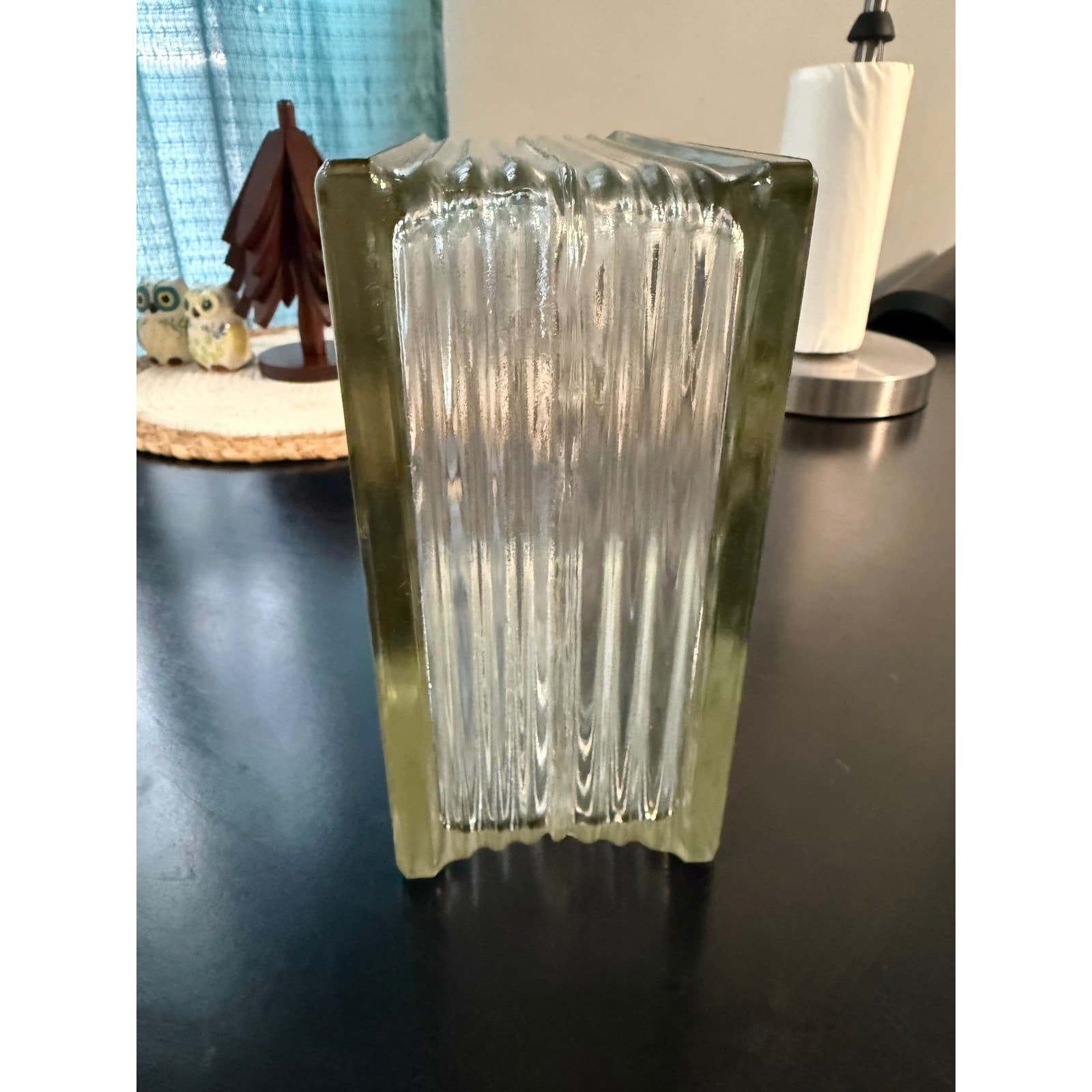 Vintage Clear Wavy Pattern Architectural Glass Block Brick 8x8x4 DIY Decor - Thumbnail 2