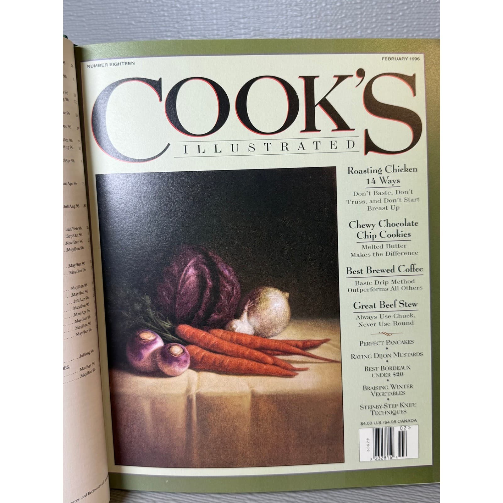 Vintage Cooks Illustrated 1996 Annual Bound Anthology Hardcover Green Gold Gilt - Thumbnail 4