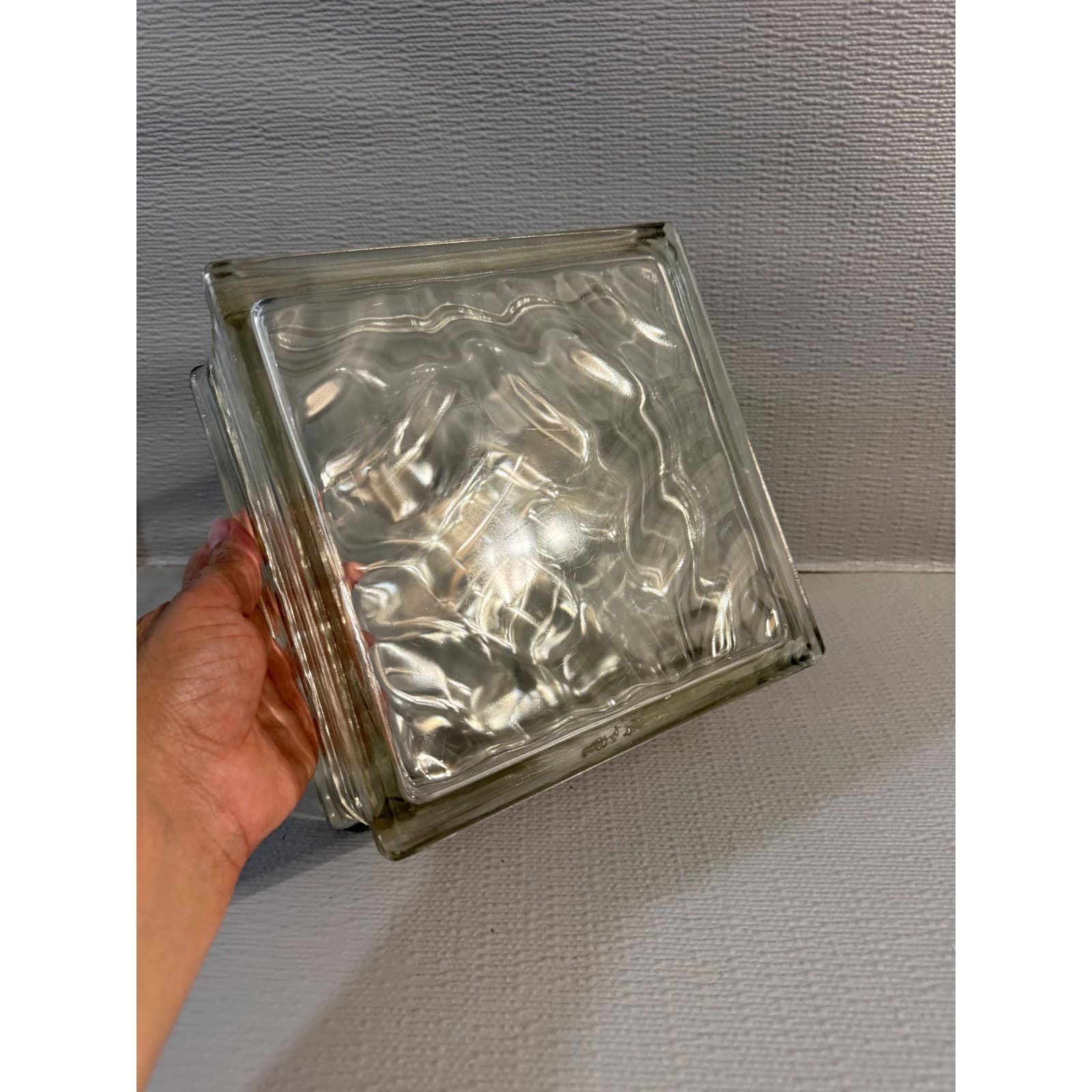 Vintage Clear Wavy Pattern Architectural Glass Block Brick 8x8x4 DIY Decor - Thumbnail 6
