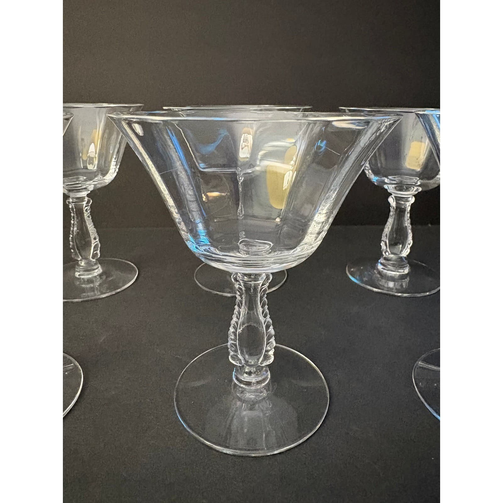 Set of 6 Vintage Silver Flutes by Fostoria Low Sherbet - Thumbnail 3
