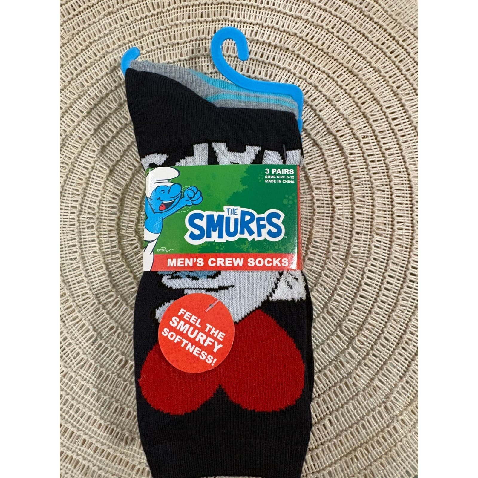 The Smurfs Crew Socks 3 Pairs Navy Blue Grey Naps Size 6-12 - Thumbnail 2