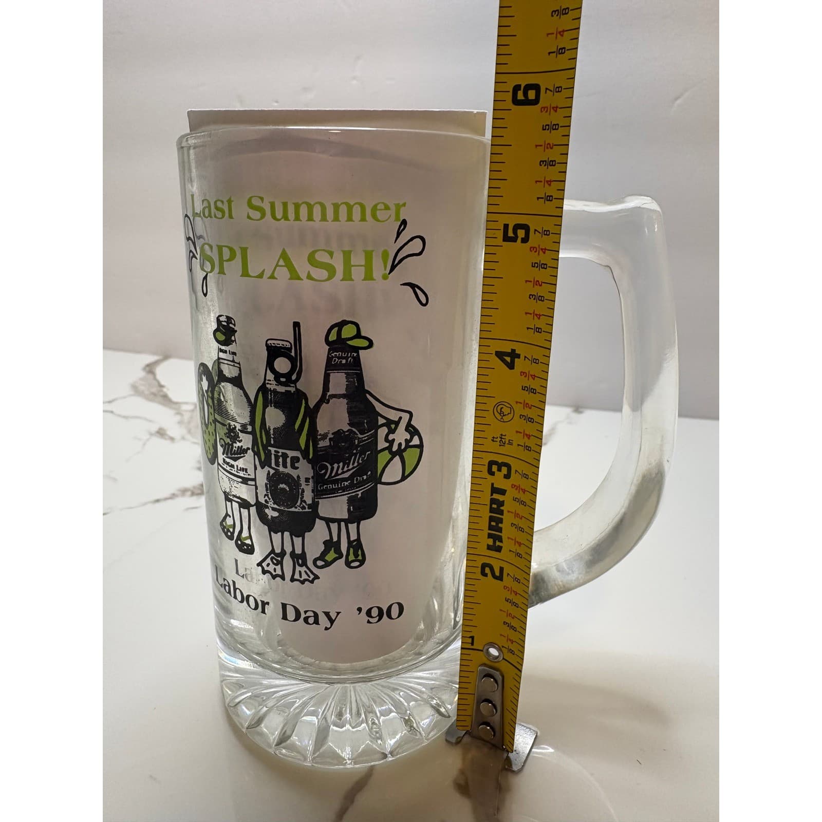 Vintage 1990 Miller Beer Last Summer Splash Labor Day Glass Mug Matt Lamb & Sons - Thumbnail 4