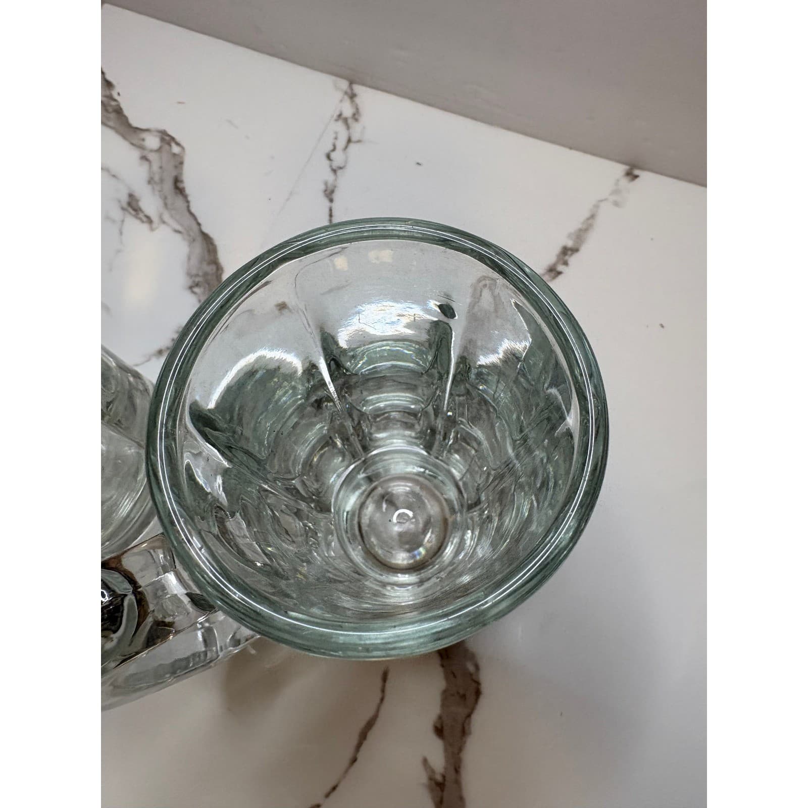 Vintage Libbey Glass Beer Mugs Set of 2 Clear Heavy Tankard Thumb Rest 16oz - Thumbnail 3