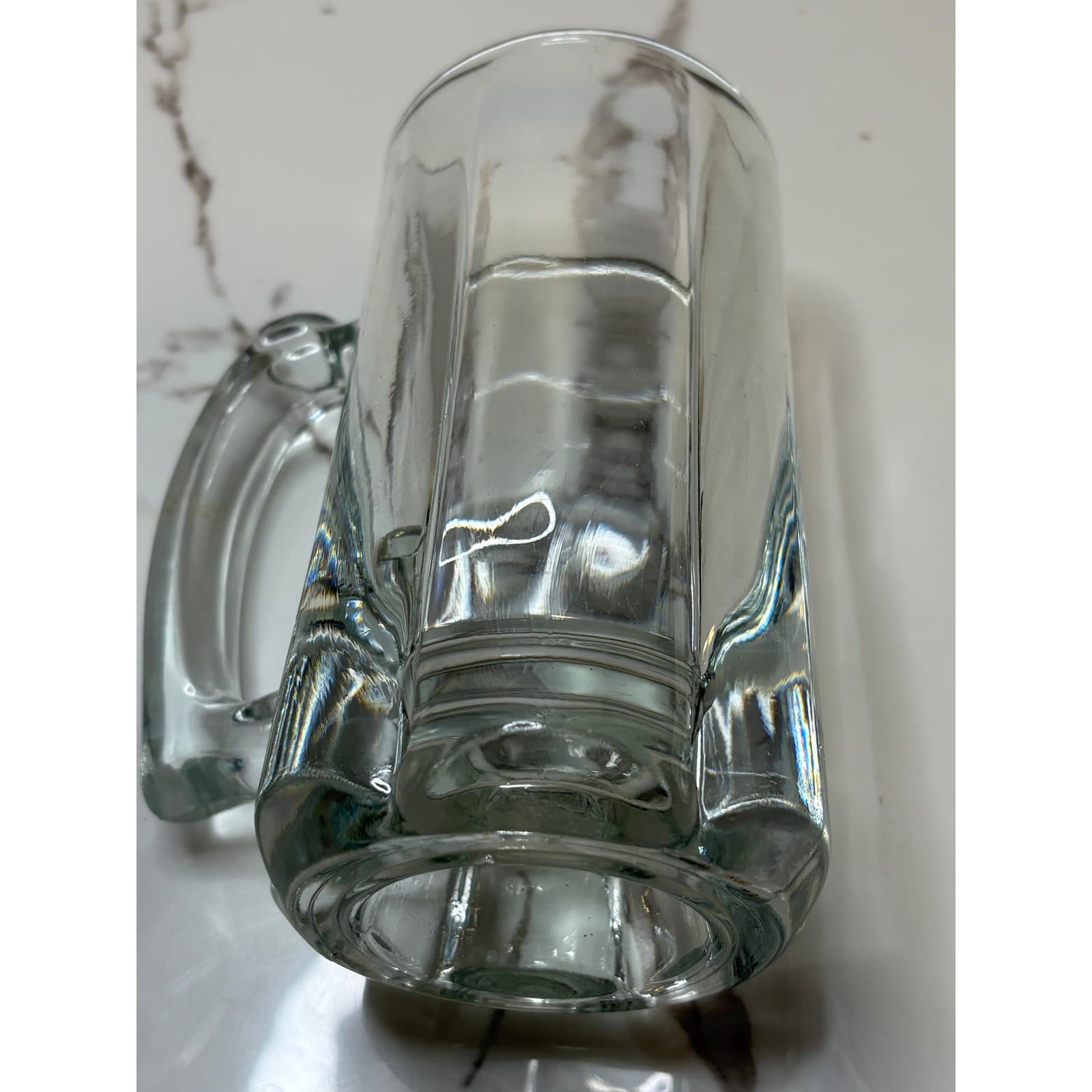 Vintage Libbey Glass Beer Mugs Set of 2 Clear Heavy Tankard Thumb Rest 16oz - Thumbnail 5