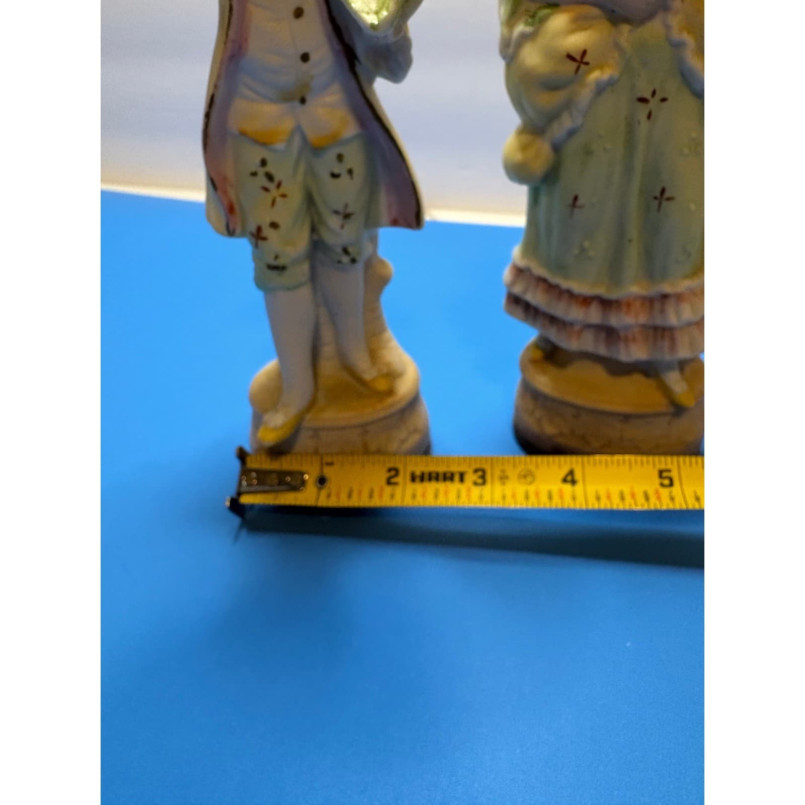 Vintage L&M Inc Porcelain Colonial Couple Figurines Bisque Hand Painted 8.5 Inch - Thumbnail 6
