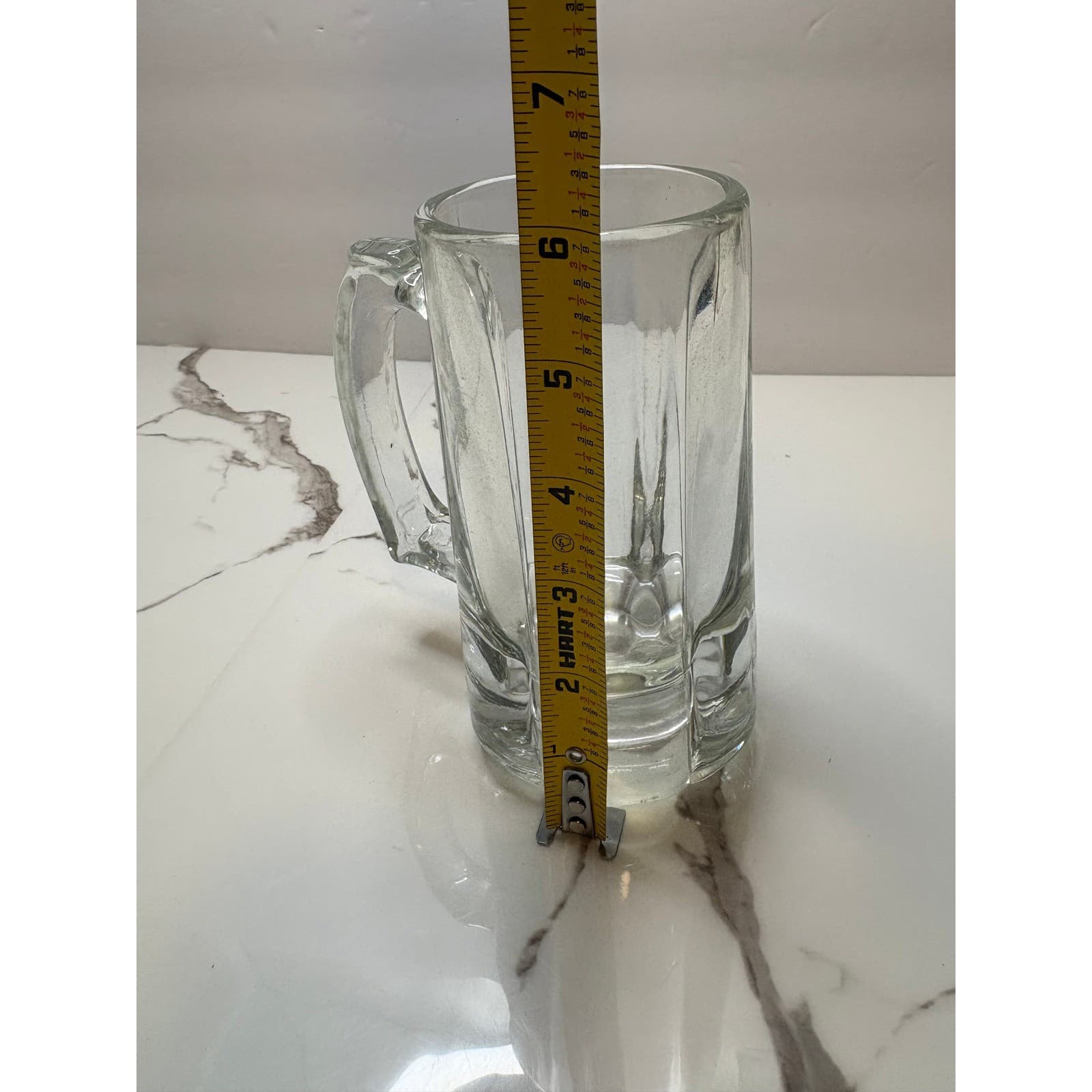 Vintage Libbey Glass Beer Mugs Set of 2 Clear Heavy Tankard Thumb Rest 16oz - Thumbnail 7