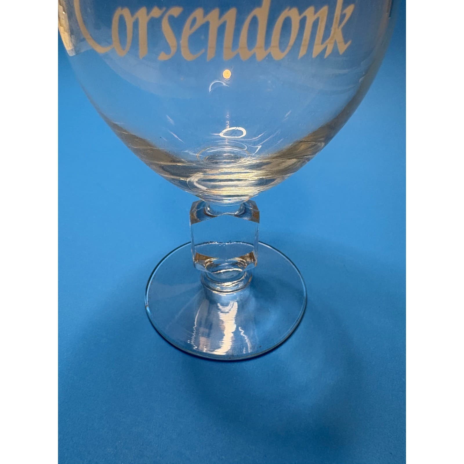 Corsendonk Belgian Abbey Ale Tulip Beer Glass 33cl white Logo Faceted Stem - Thumbnail 5