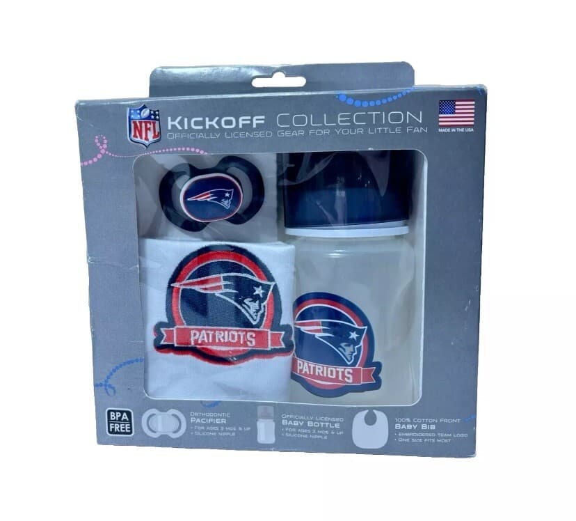 NFL New England Patriots Kickoff Collection, Baby Bib, Bottle and Pacifier - Thumbnail 2