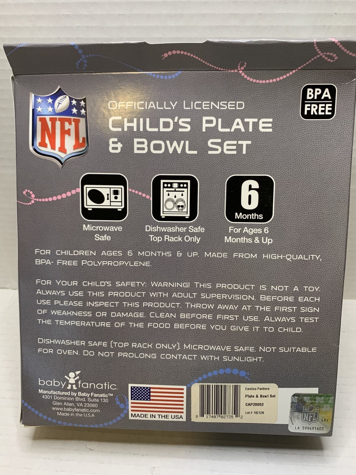 NFL Carolina Panthers Child's Plate And Bowl Set NFL kids - Thumbnail 2