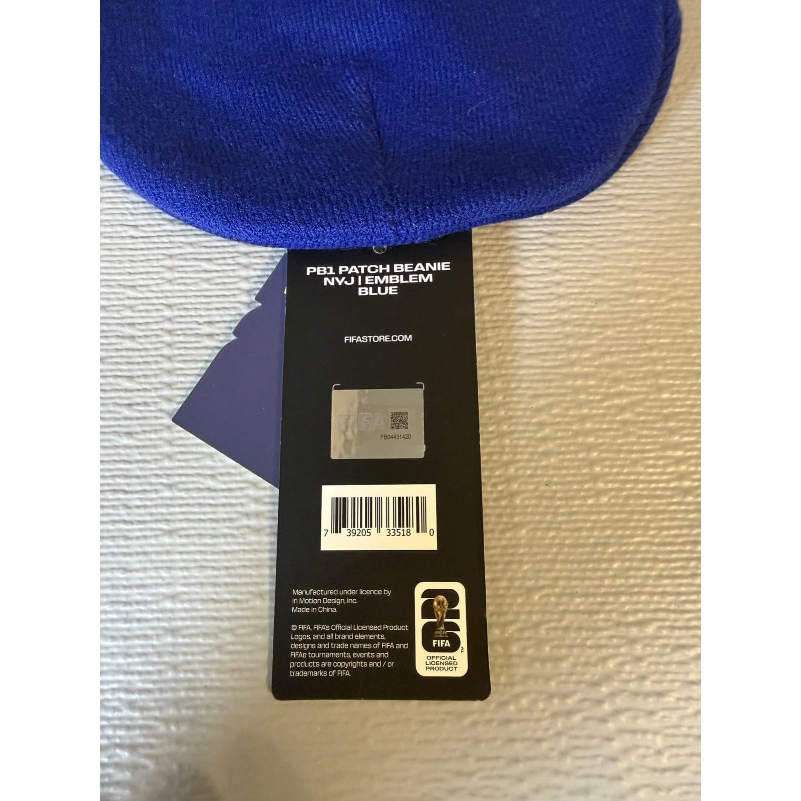 FIFA World Cup 2026 New York New Jersey Patch Beanie Blue Yellow PB1 Hat NWT - Thumbnail 2