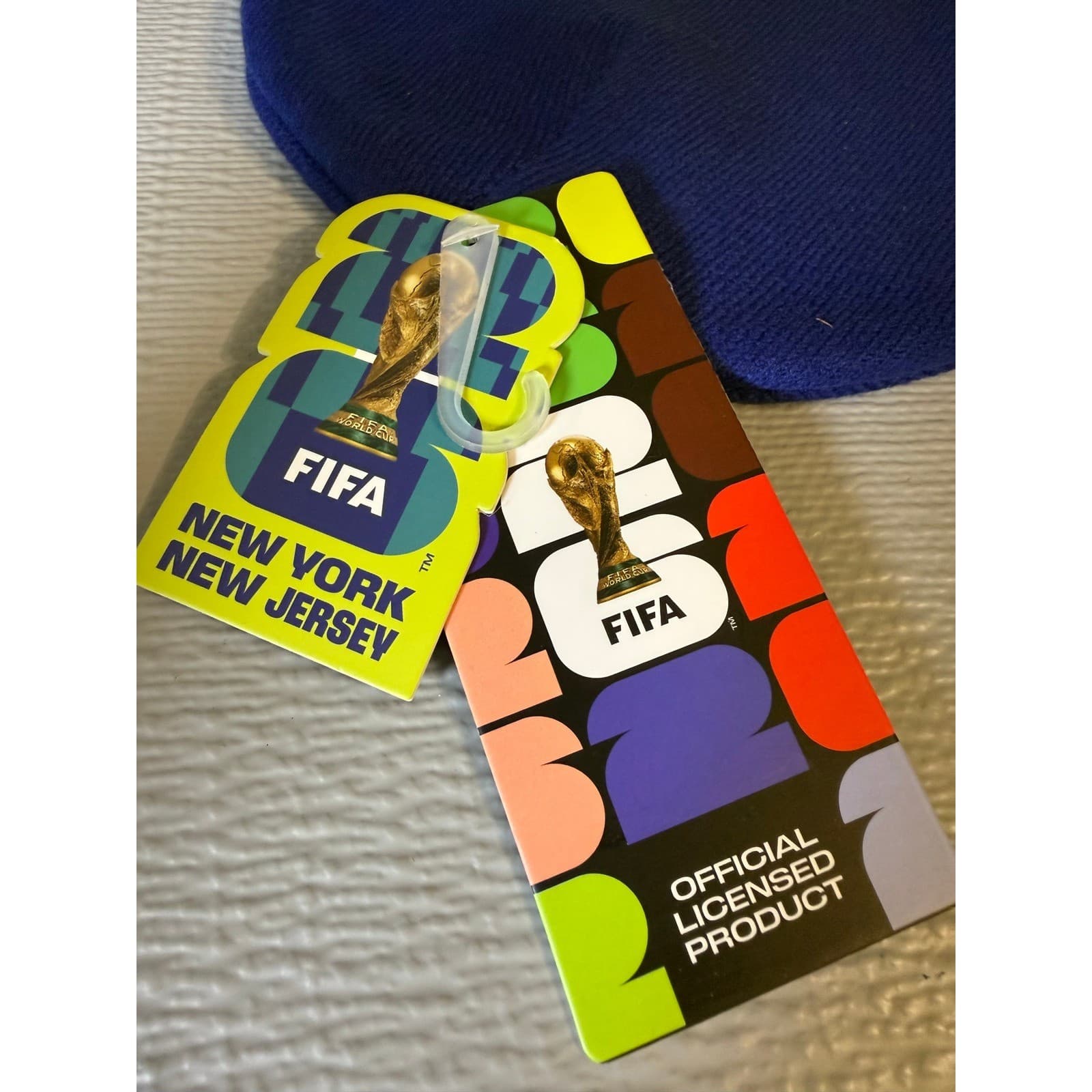 FIFA World Cup 2026 New York New Jersey Patch Beanie Blue Yellow PB1 Hat NWT - Thumbnail 3