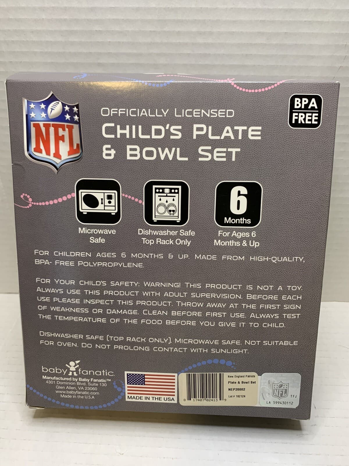 NFL New England Patriots Child's Plate And Bowl Set NFL kids - Thumbnail 2