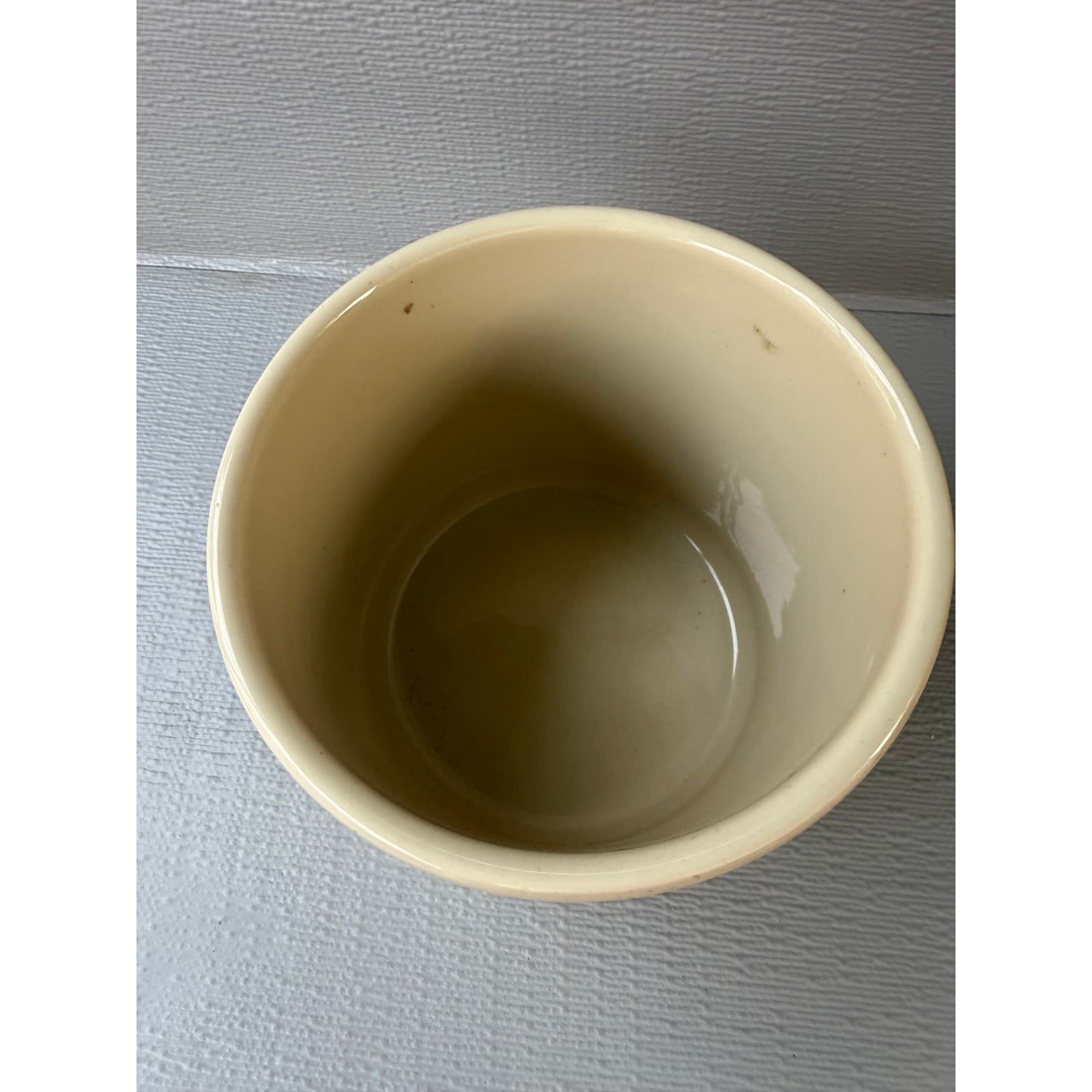 Stoneware Crock Blue Striped Cream Utensil Holder FP USA Roseville Ohio 2 Qt - Thumbnail 2