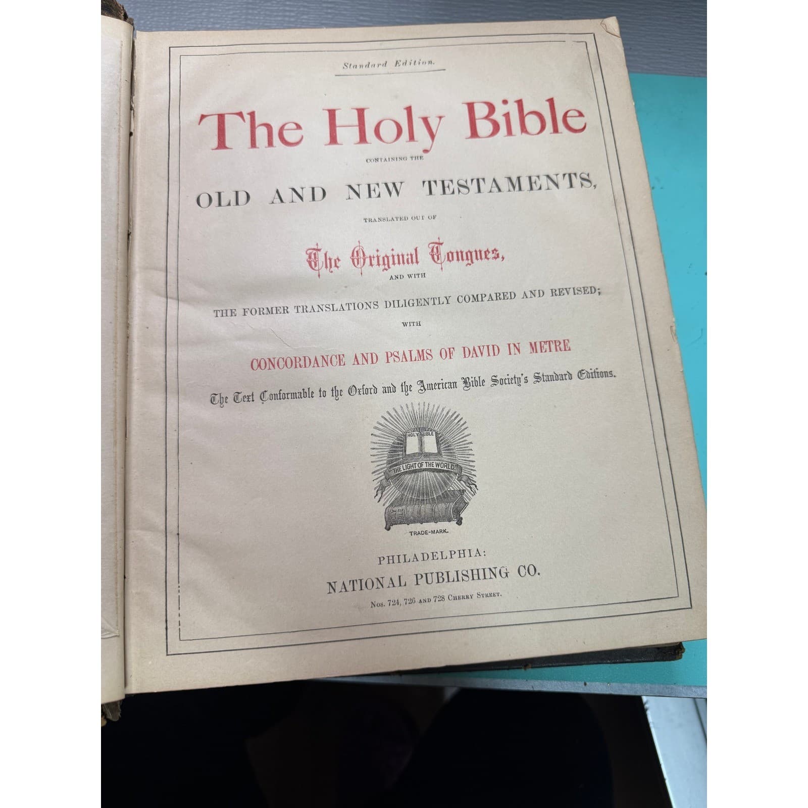 Antique 1873 Holy Bible National Publishing Co Leather Gilt Embossed - Thumbnail 6