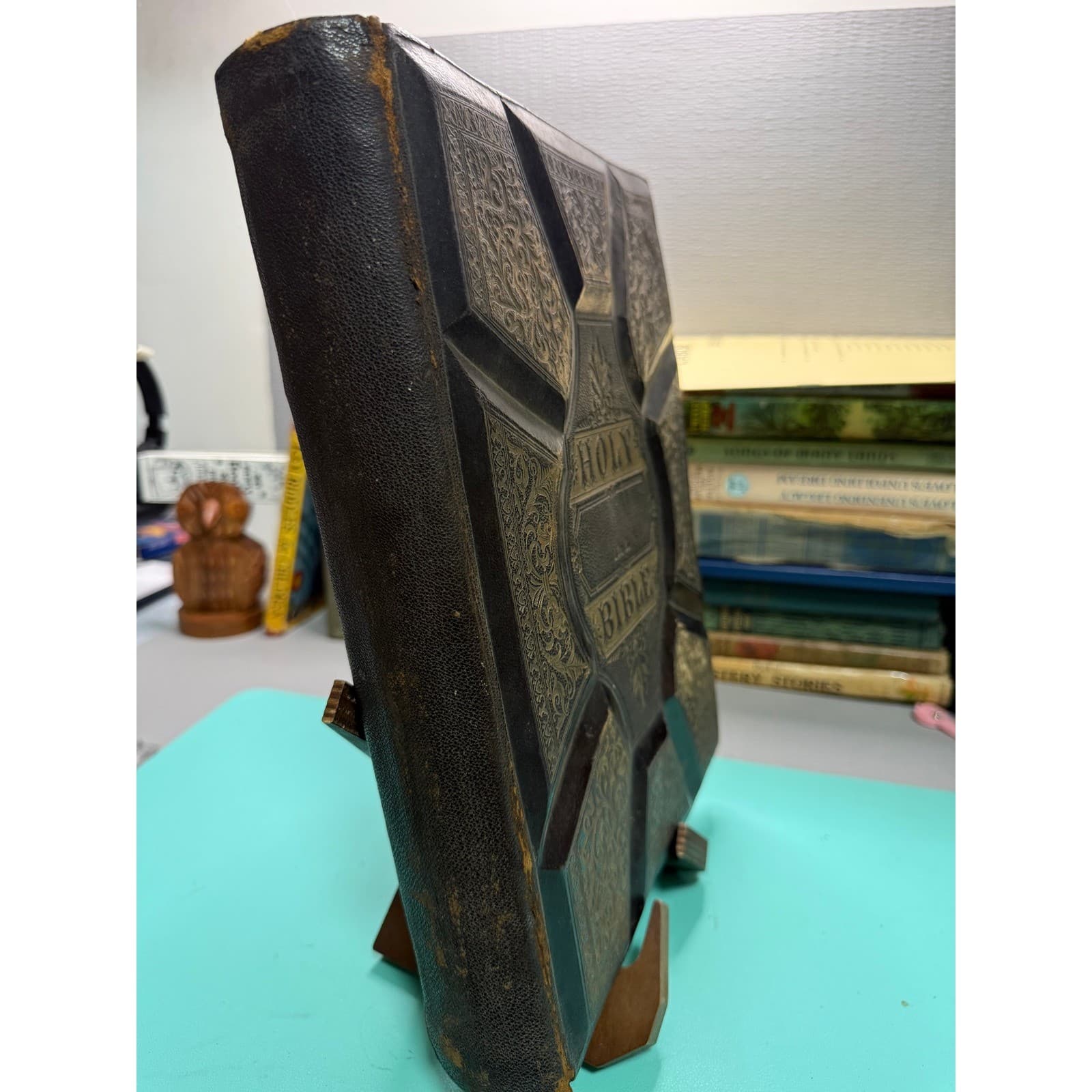 1876 Antique AJ Holman Combination Bible Prospectus Book Salesman Sample Leather - Thumbnail 2