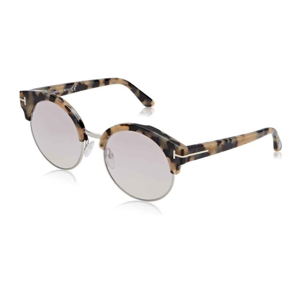 NEW Tom Ford Alissa Havana Silver Metal Tortoise Round Mirror Sunglasses - Thumbnail 4